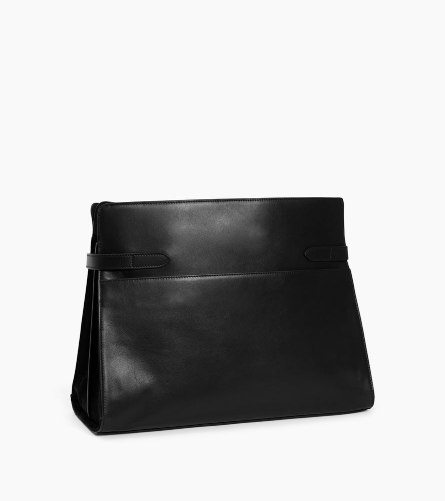 Maxi shoulder bag in smooth leather and nubuck