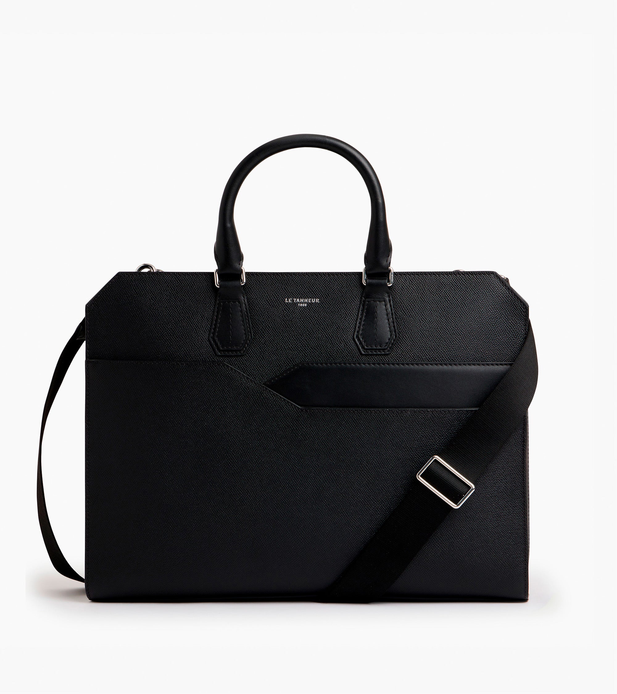 Gaston slim 15" briefcase in cross grain leather