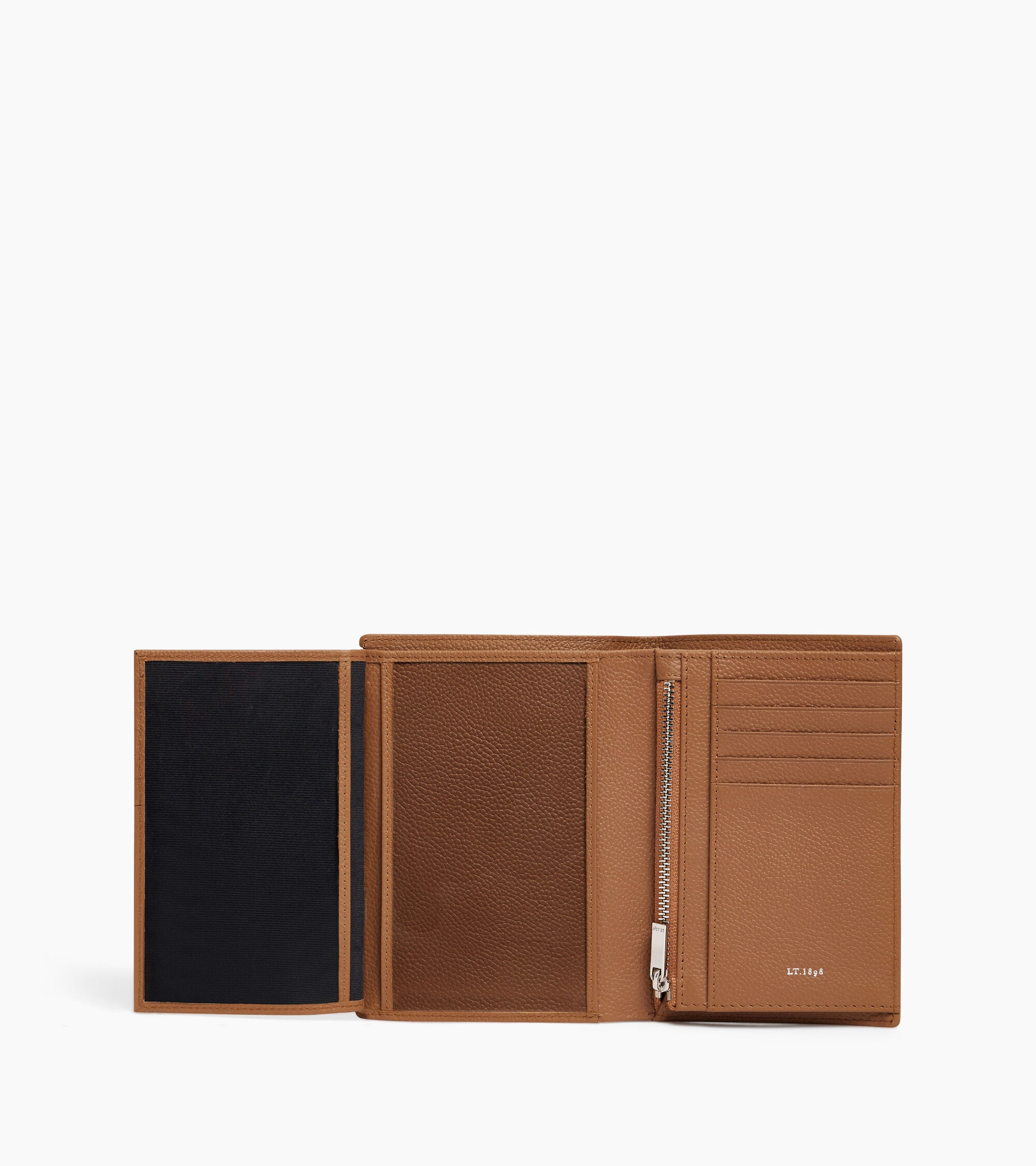 Lucien medium vertical two-fold zipped wallet in grained leather