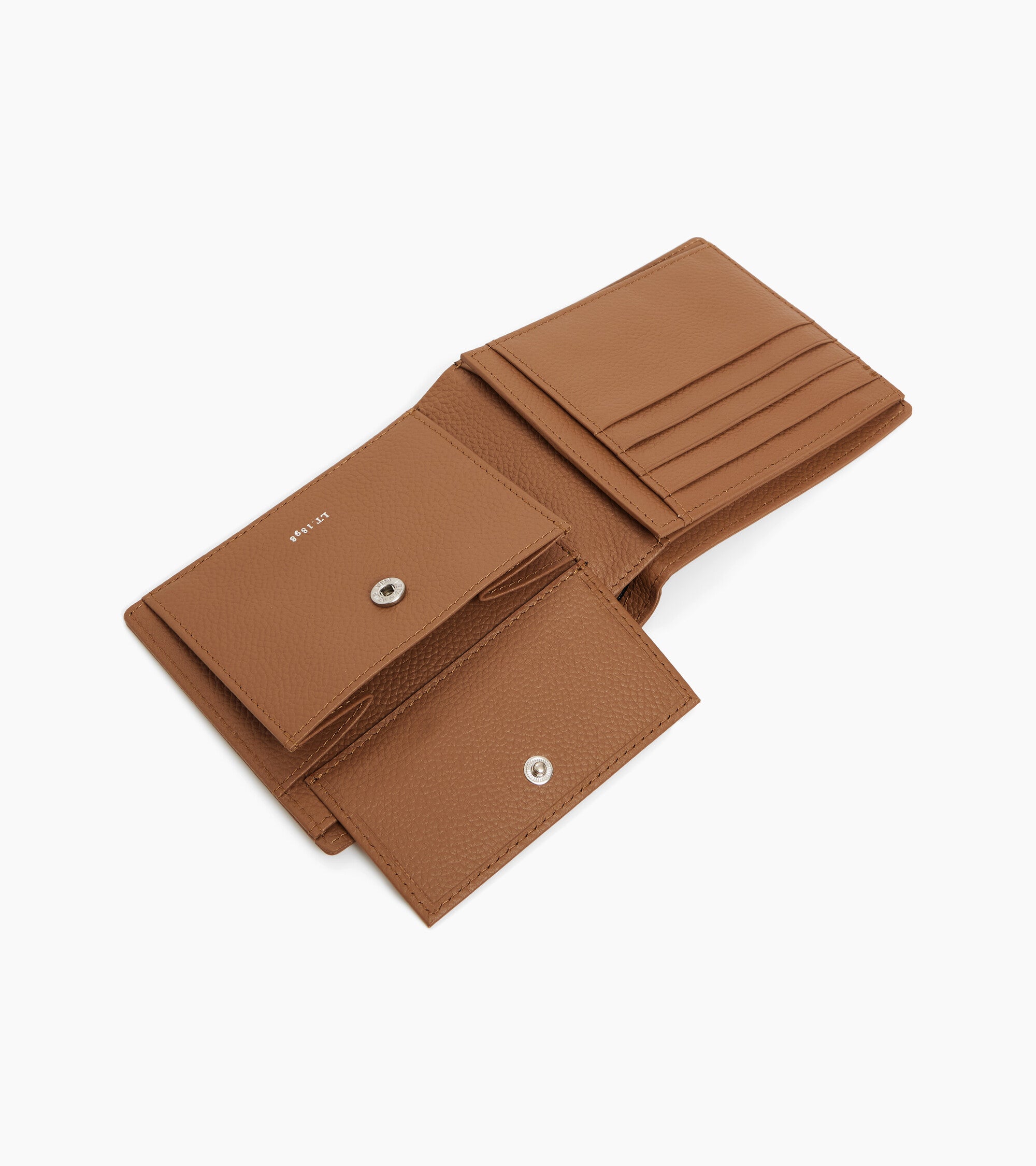 Lucien two-fold wallet with flap in grained leather
