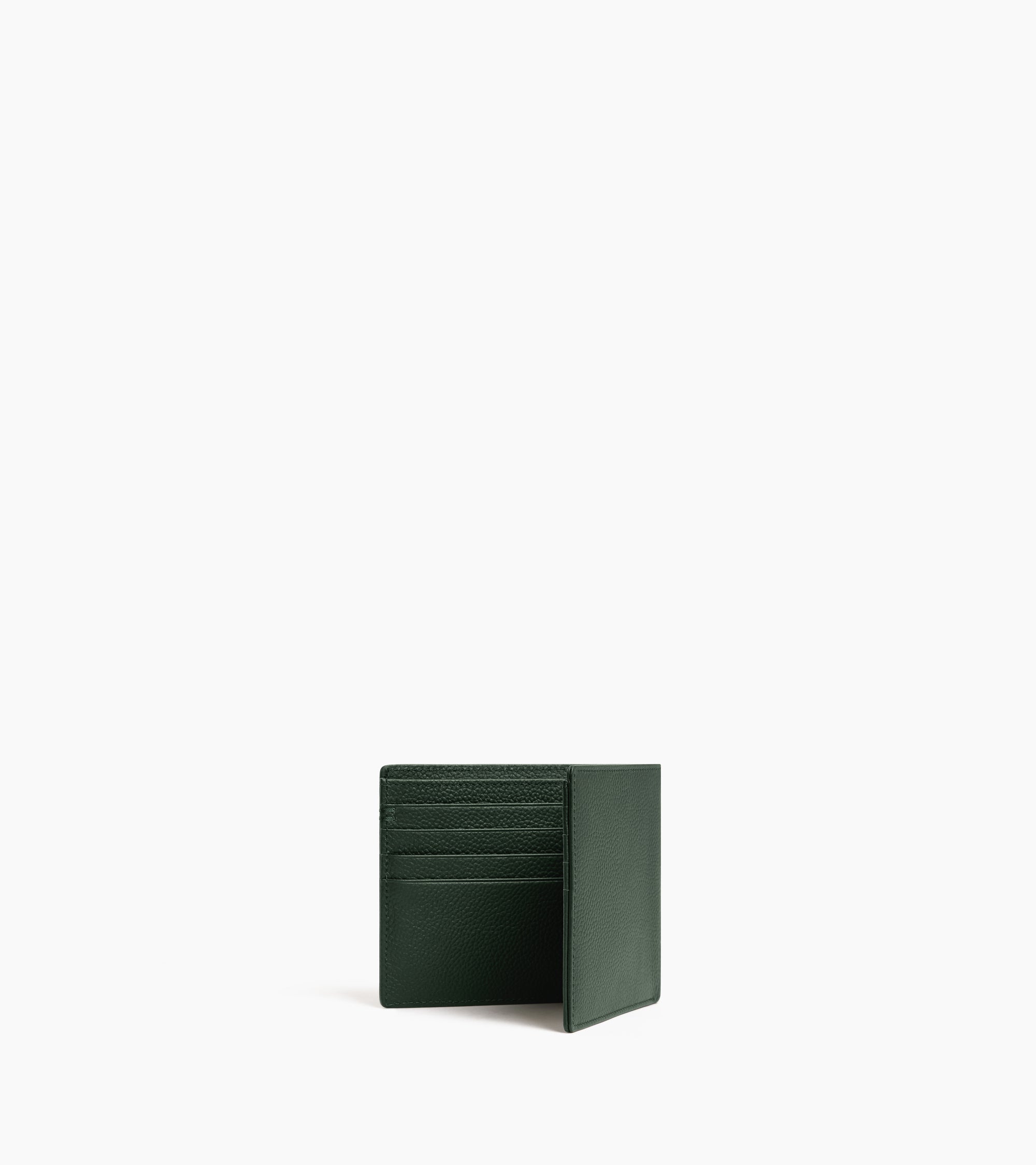 Lucien horizontal card holder in grained leather