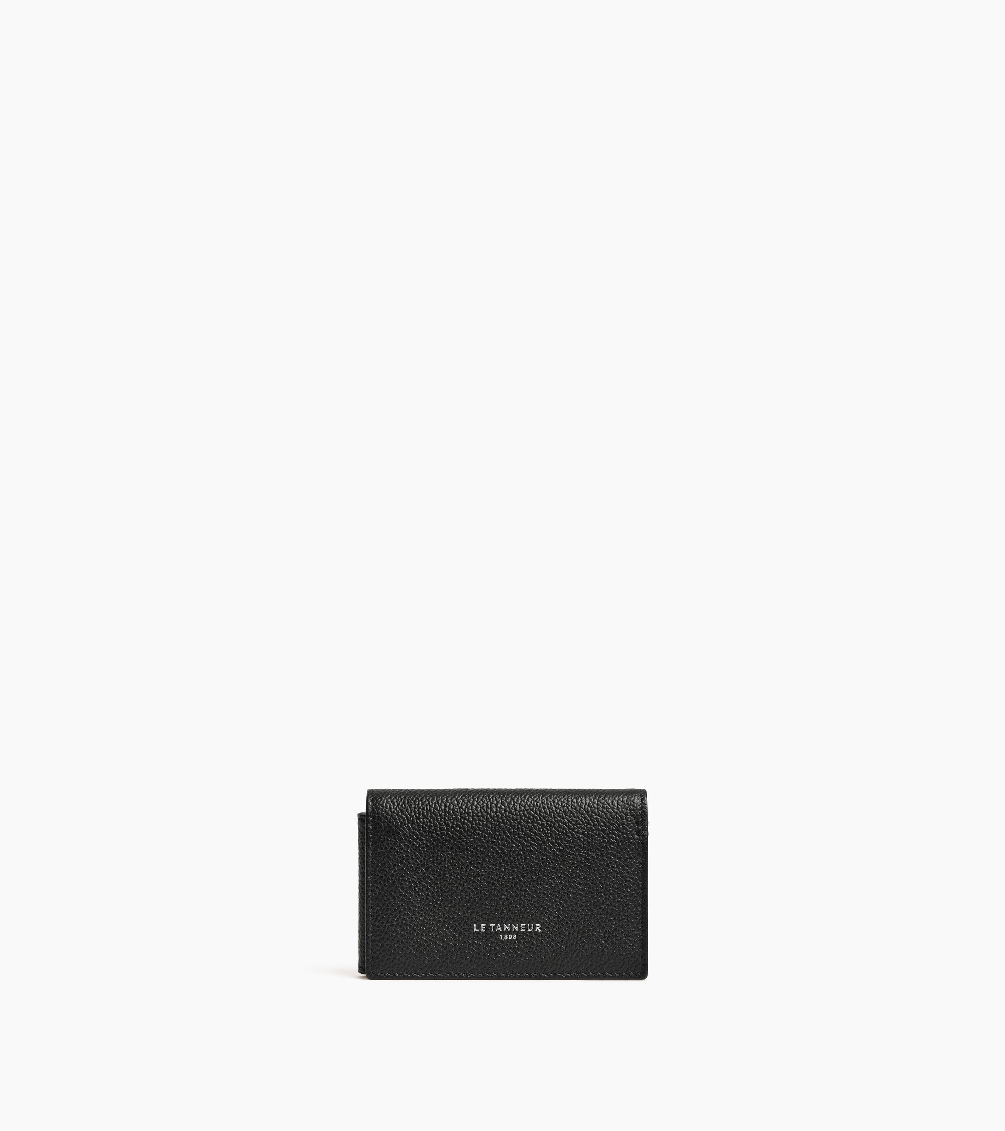 Lucien horizontal two-fold card holder in grained leather
