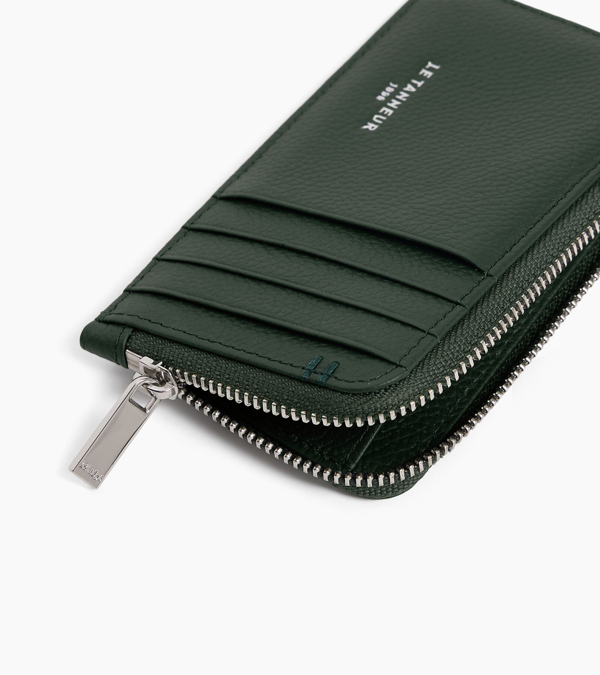 Lucien large zipped card holder in grained leather