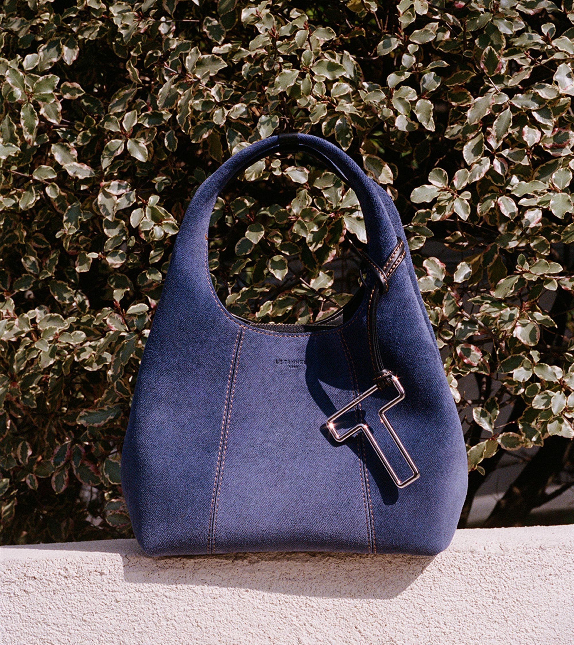 Juliette small handbag in denim-effect suede leather