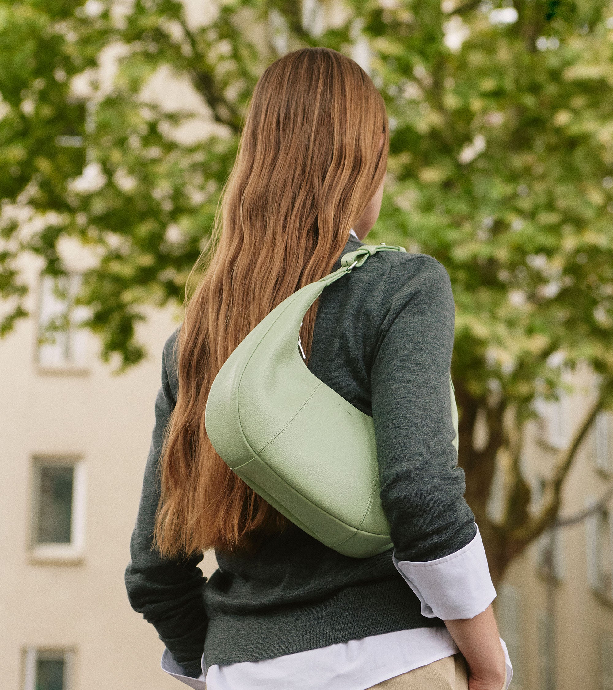 Small Hobo Bag in grained leather