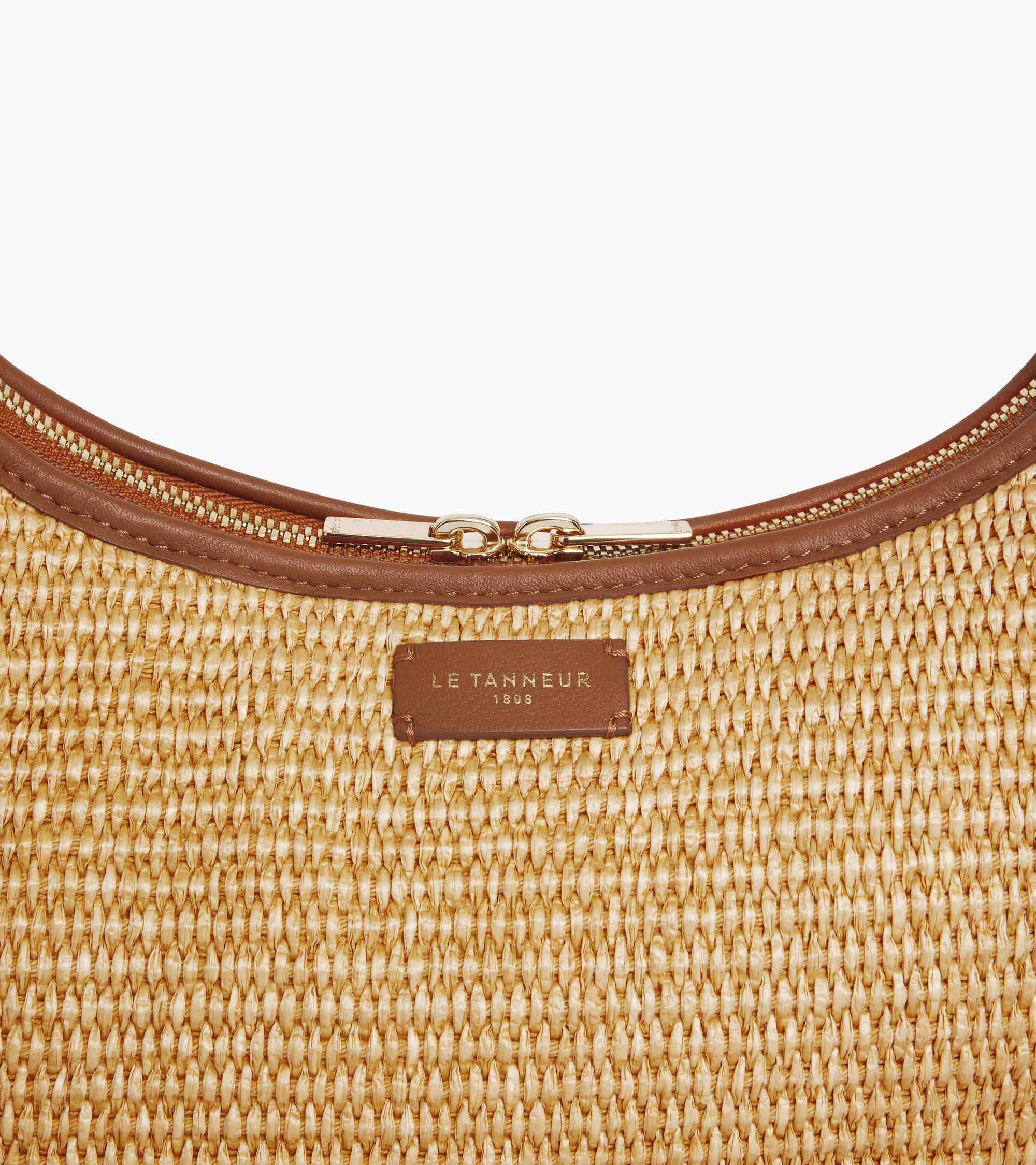 Juliette small hobo bag with raffia effect and smooth leather