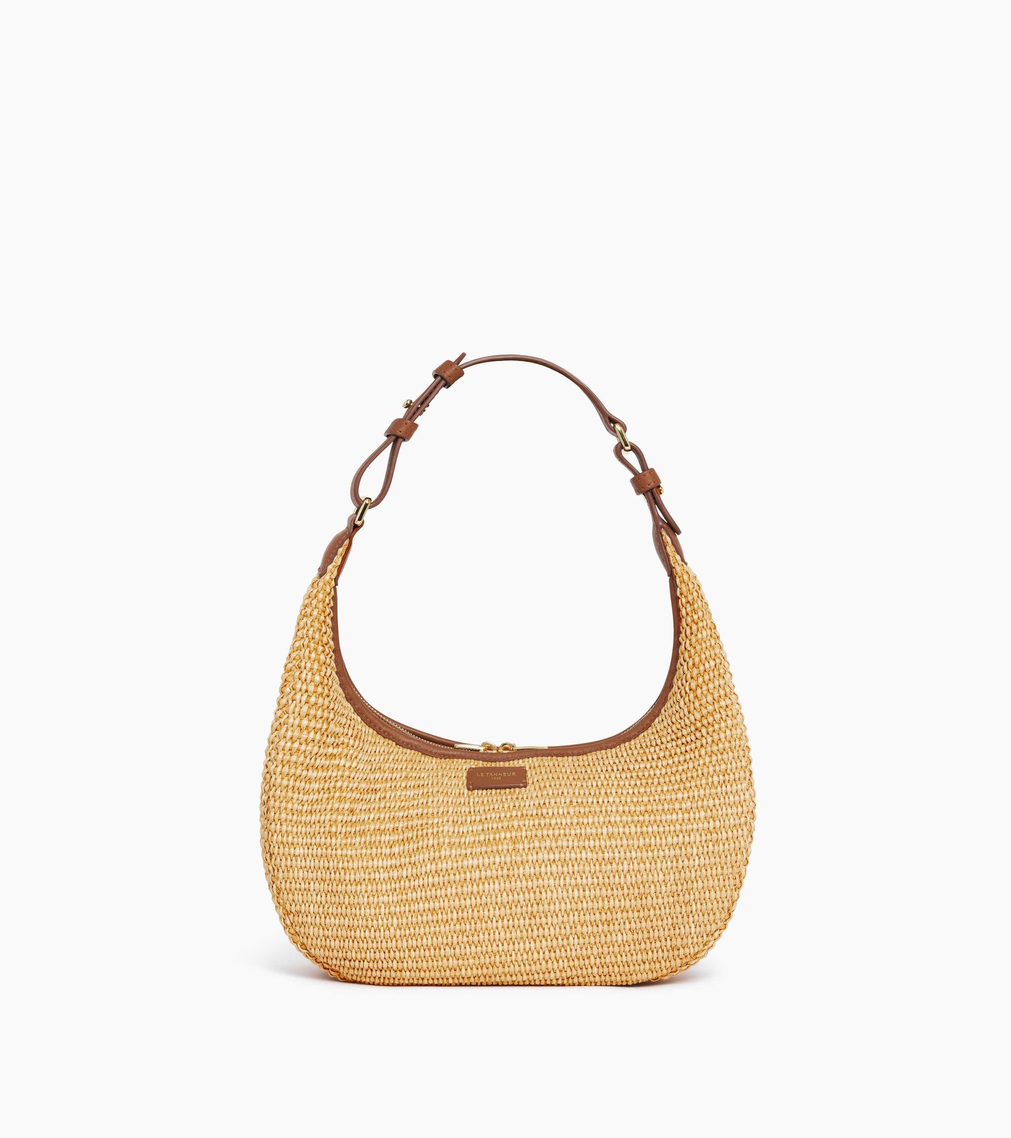Juliette small hobo bag with raffia effect and smooth leather