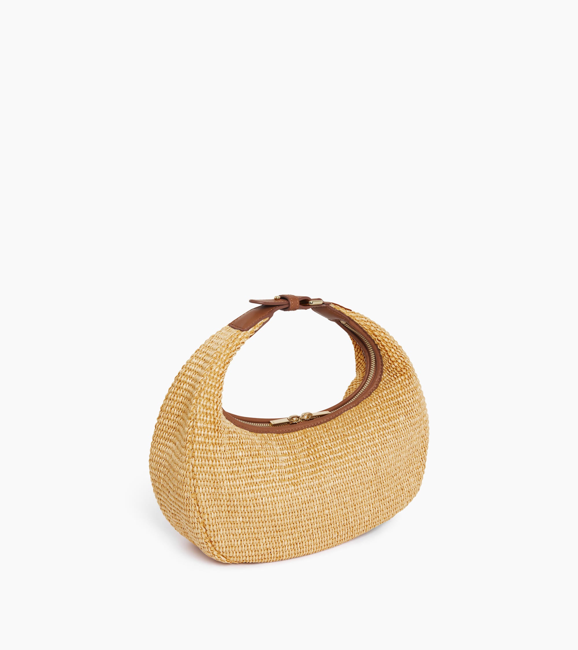 Juliette small hobo bag with raffia effect and smooth leather