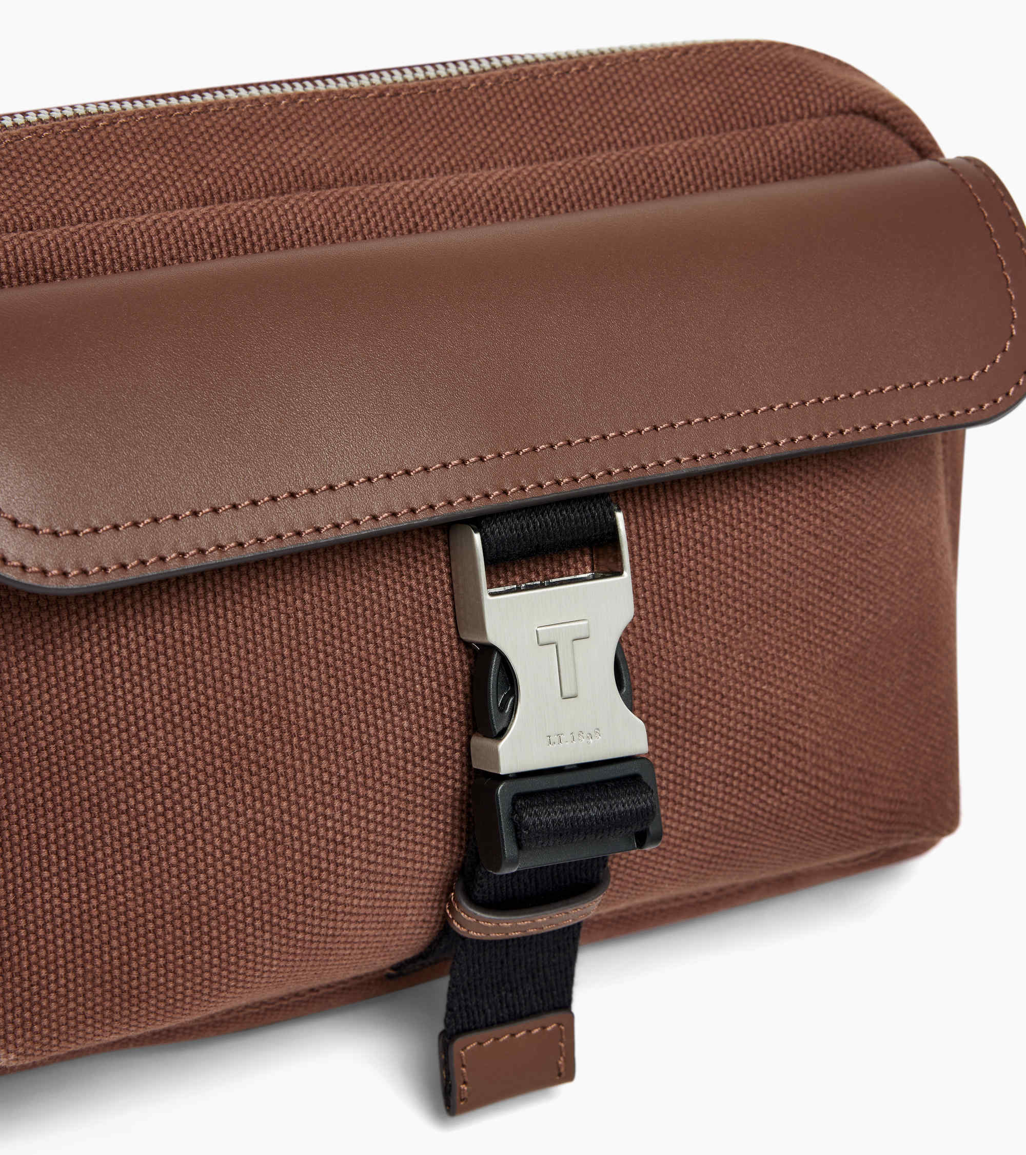Maurice small shoulder bag in cotton canvas and smooth leather