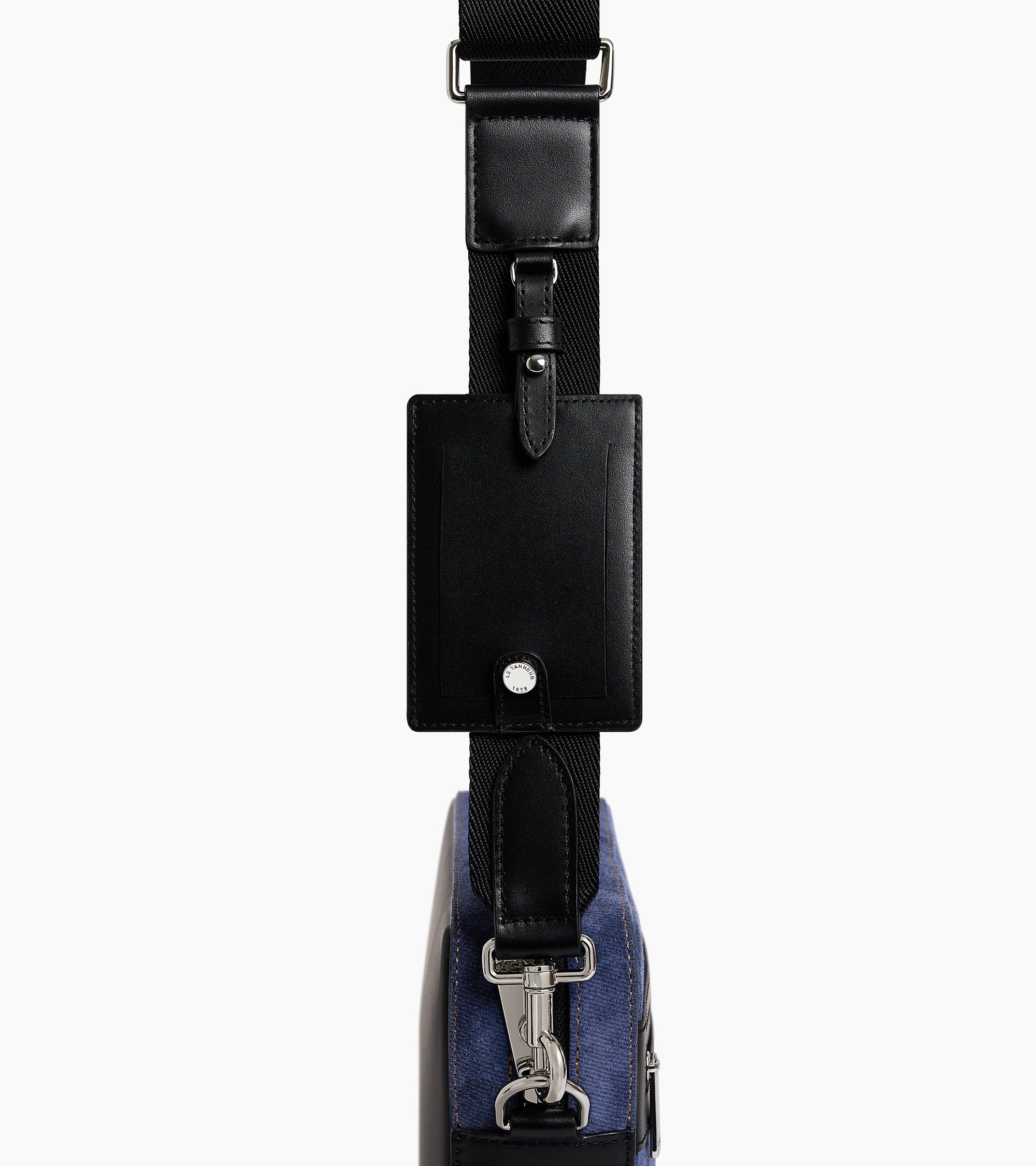 Emile camera bag in denim-effect suede leather