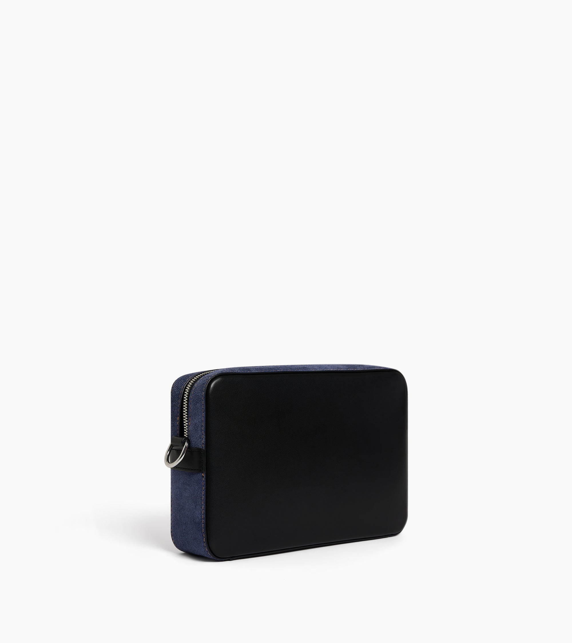 Emile camera bag in denim-effect suede leather