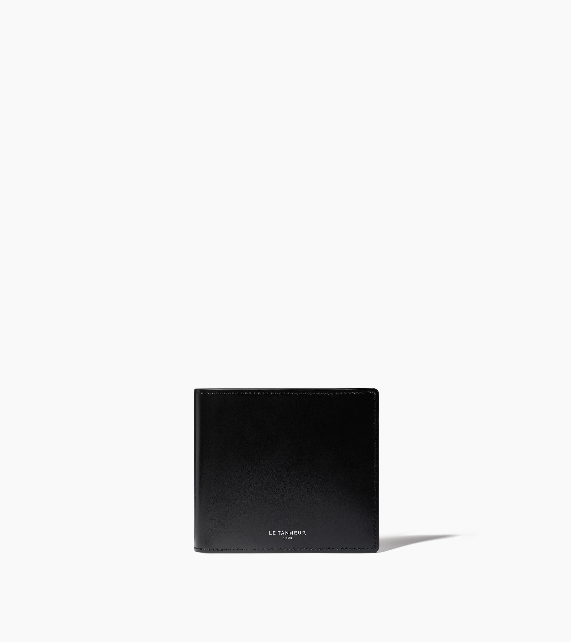 Emile smooth leather box-effect card holder with a pocket for banknotes