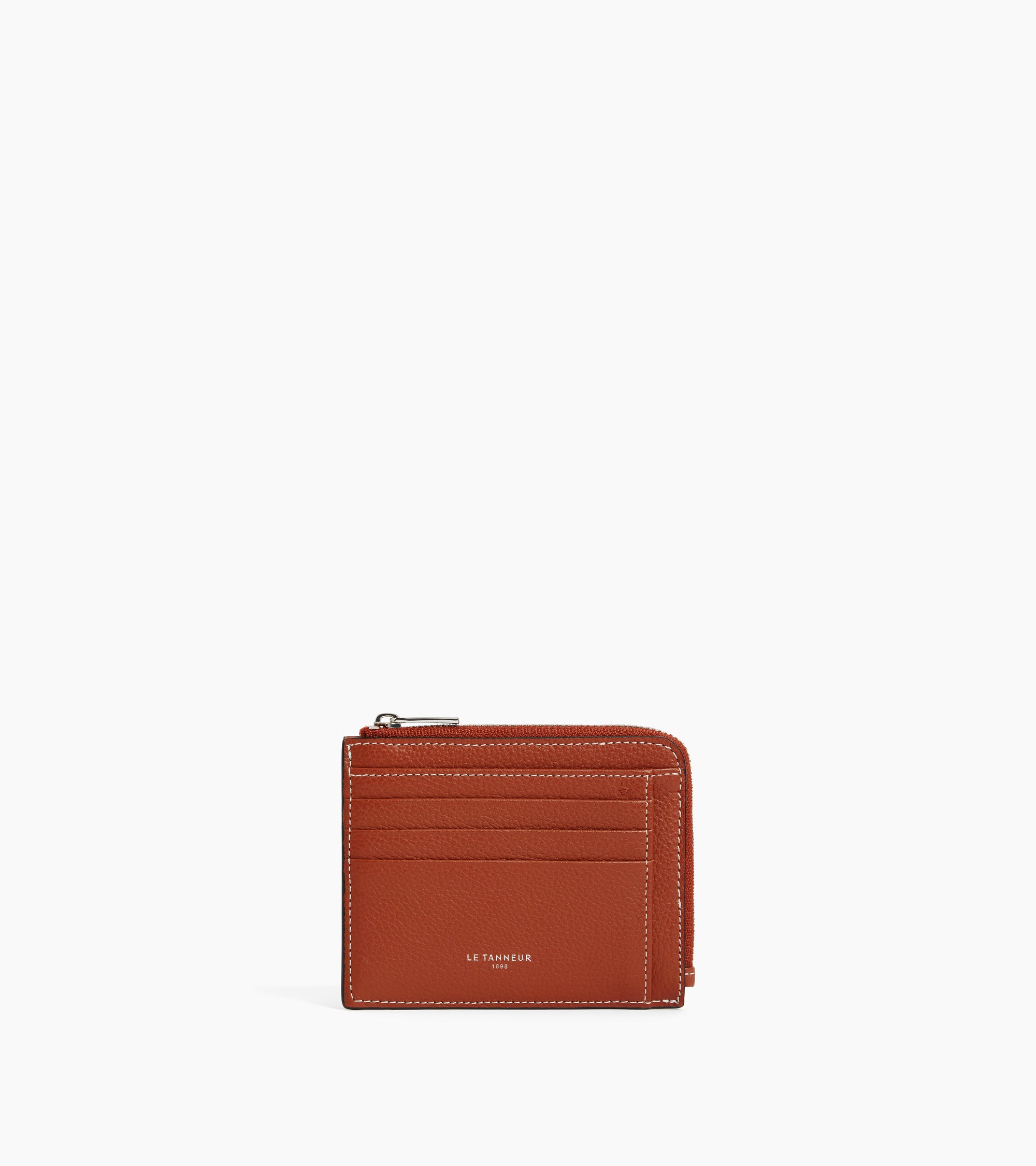 Emile L-shaped zip card holder in grained leather