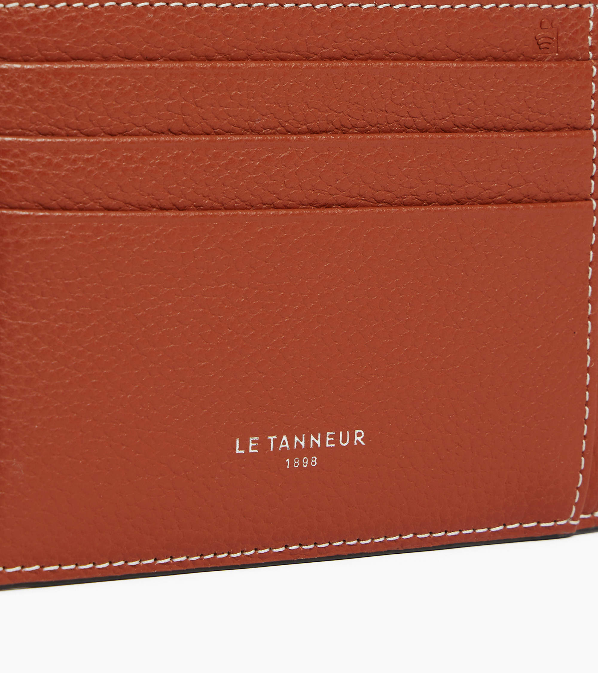 Emile L-shaped zip card holder in grained leather