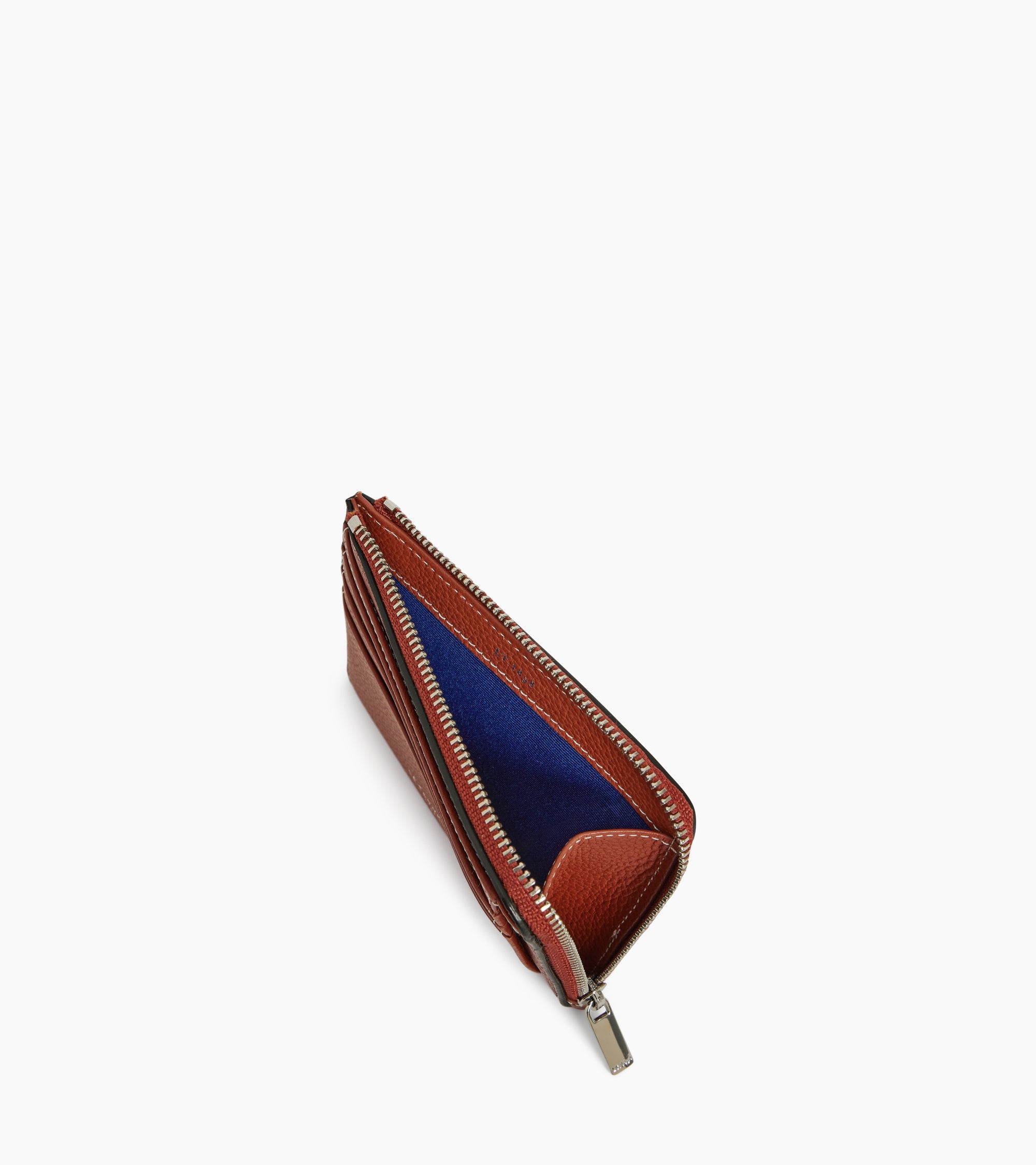 Emile L-shaped zip card holder in grained leather