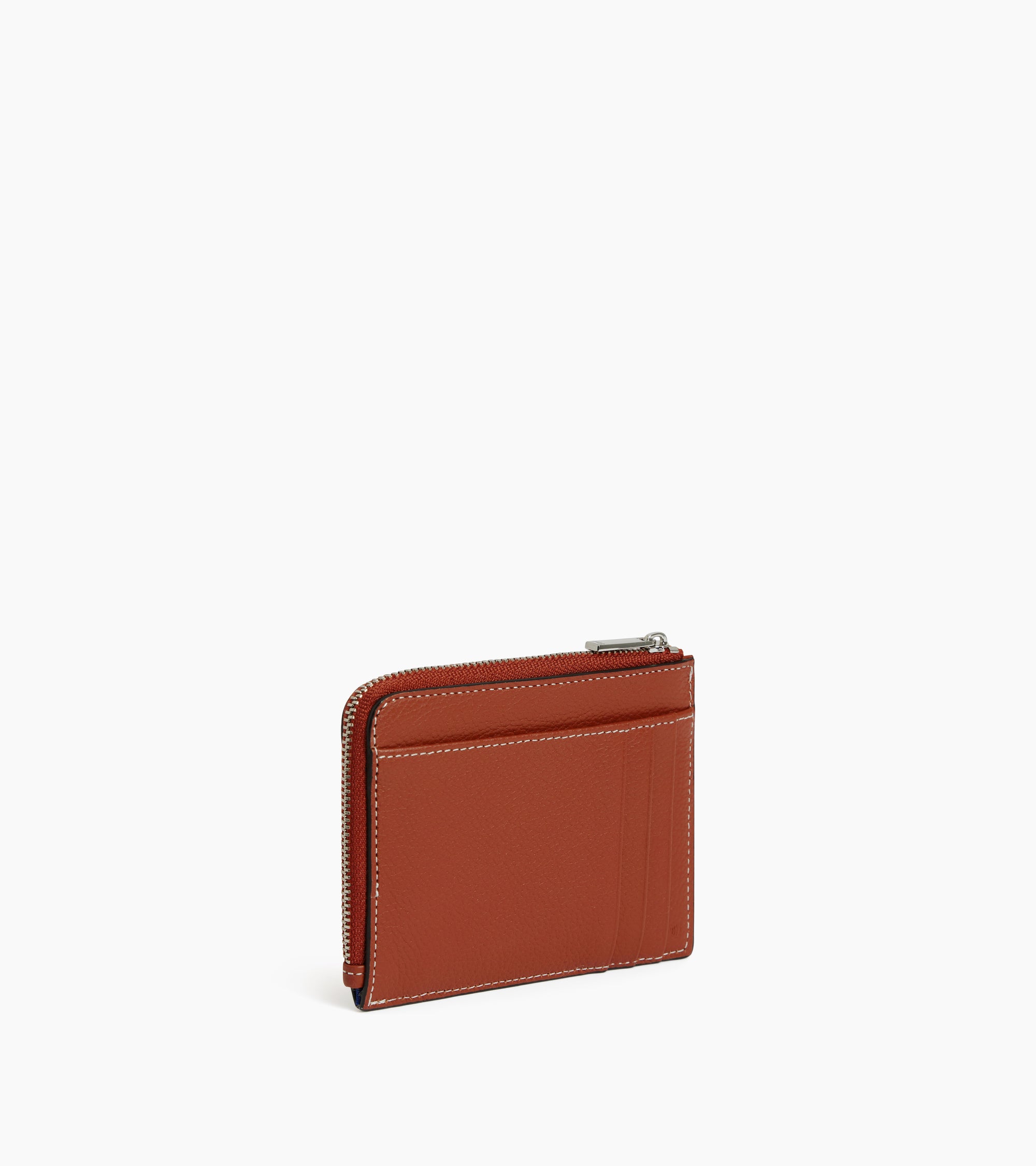 Emile L-shaped zip card holder in grained leather