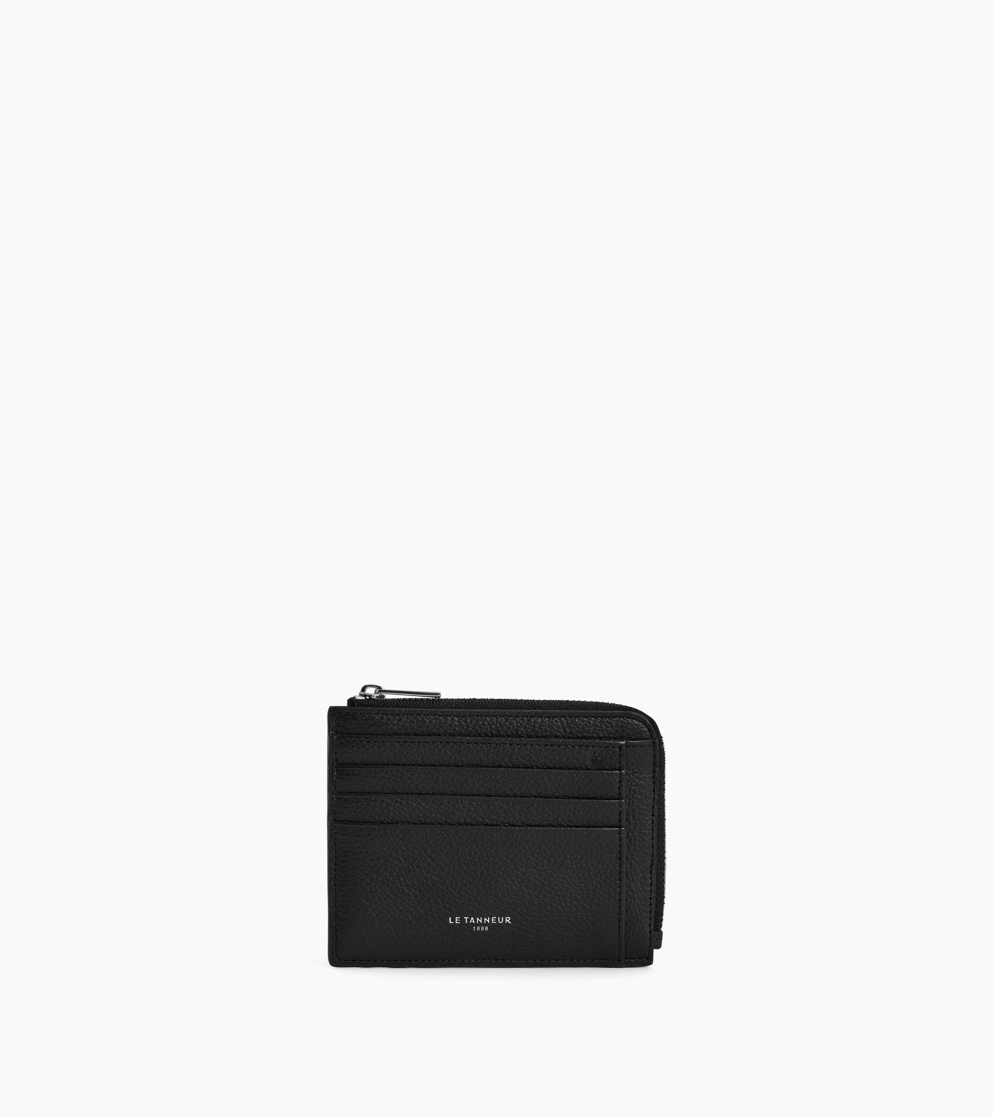 Emile L-shaped zip card holder in grained leather