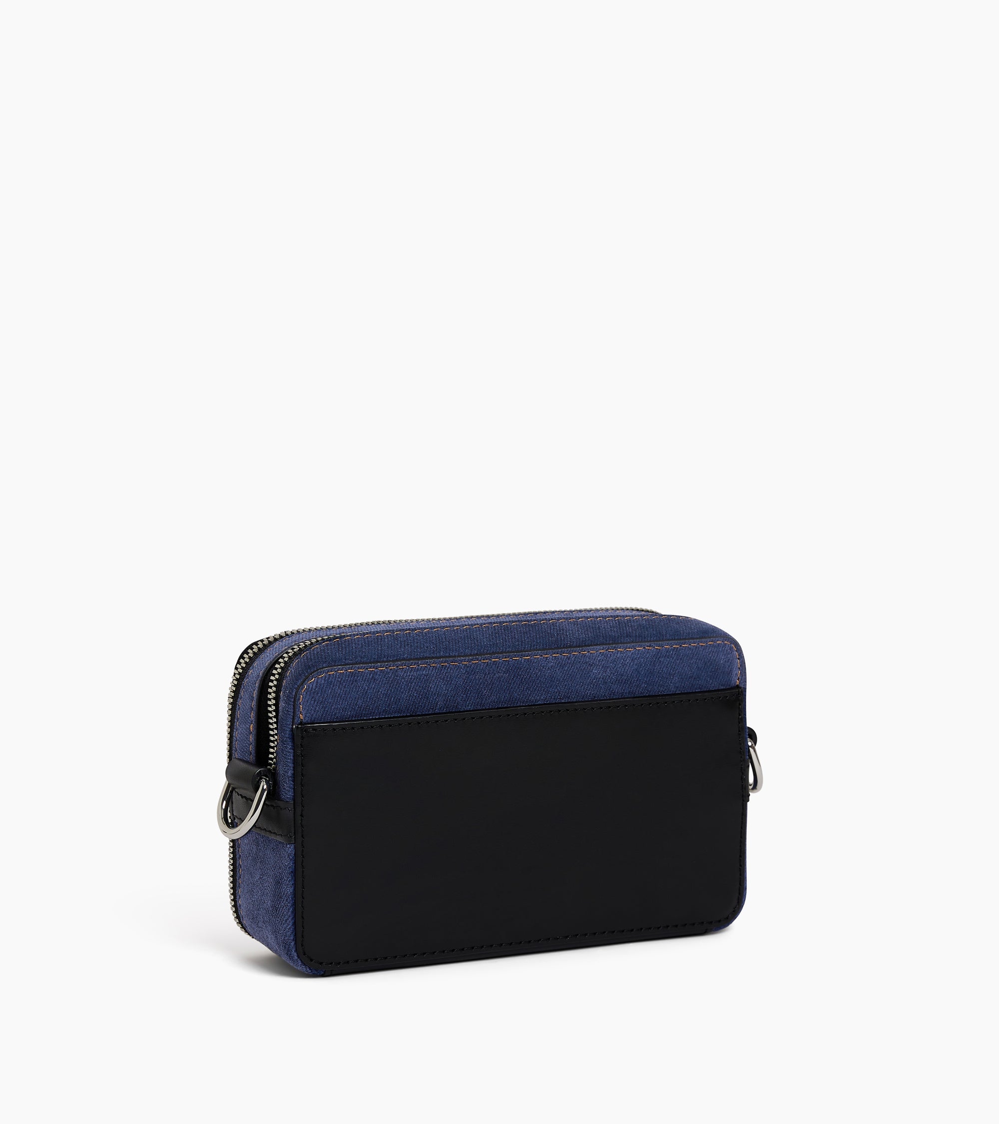 Emile small 2-compartment pouch in denim-effect suede leather