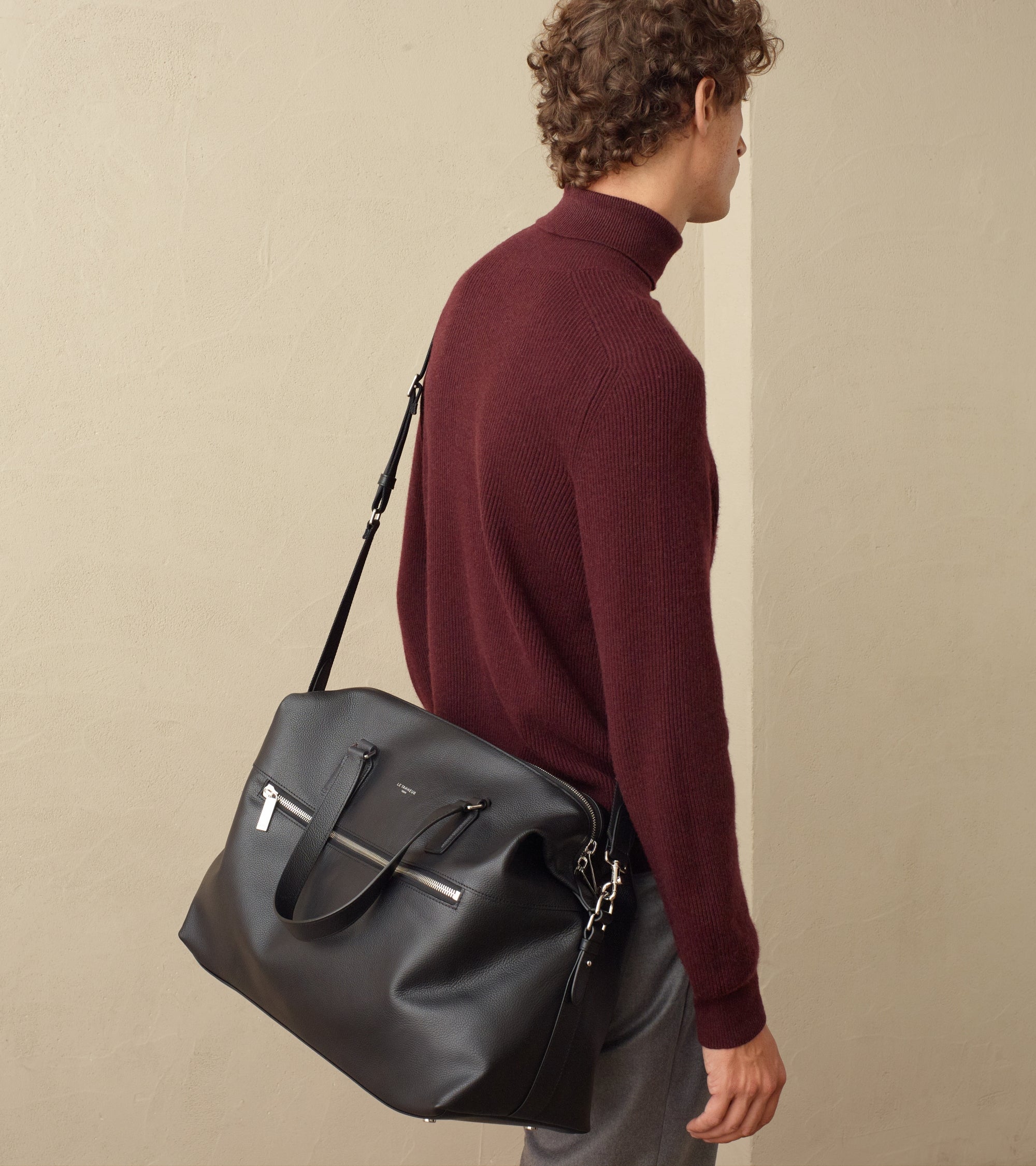 Emile 24h travel bag in grained leather