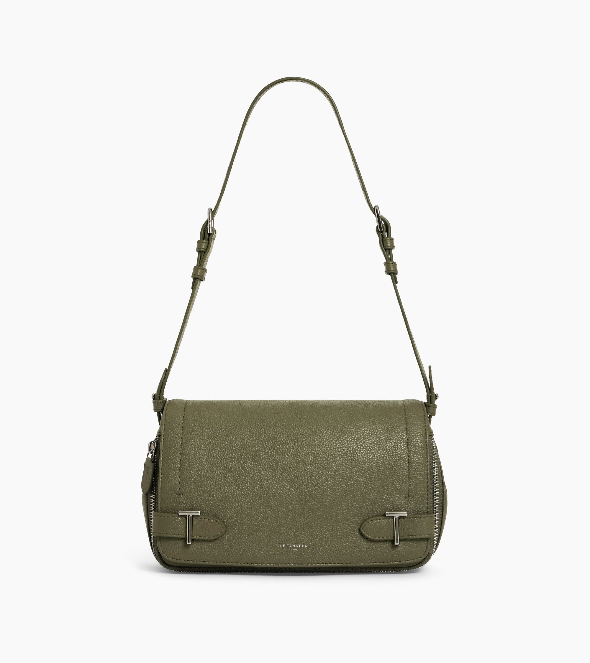 Simone small bag with crossbody strap in grained leather