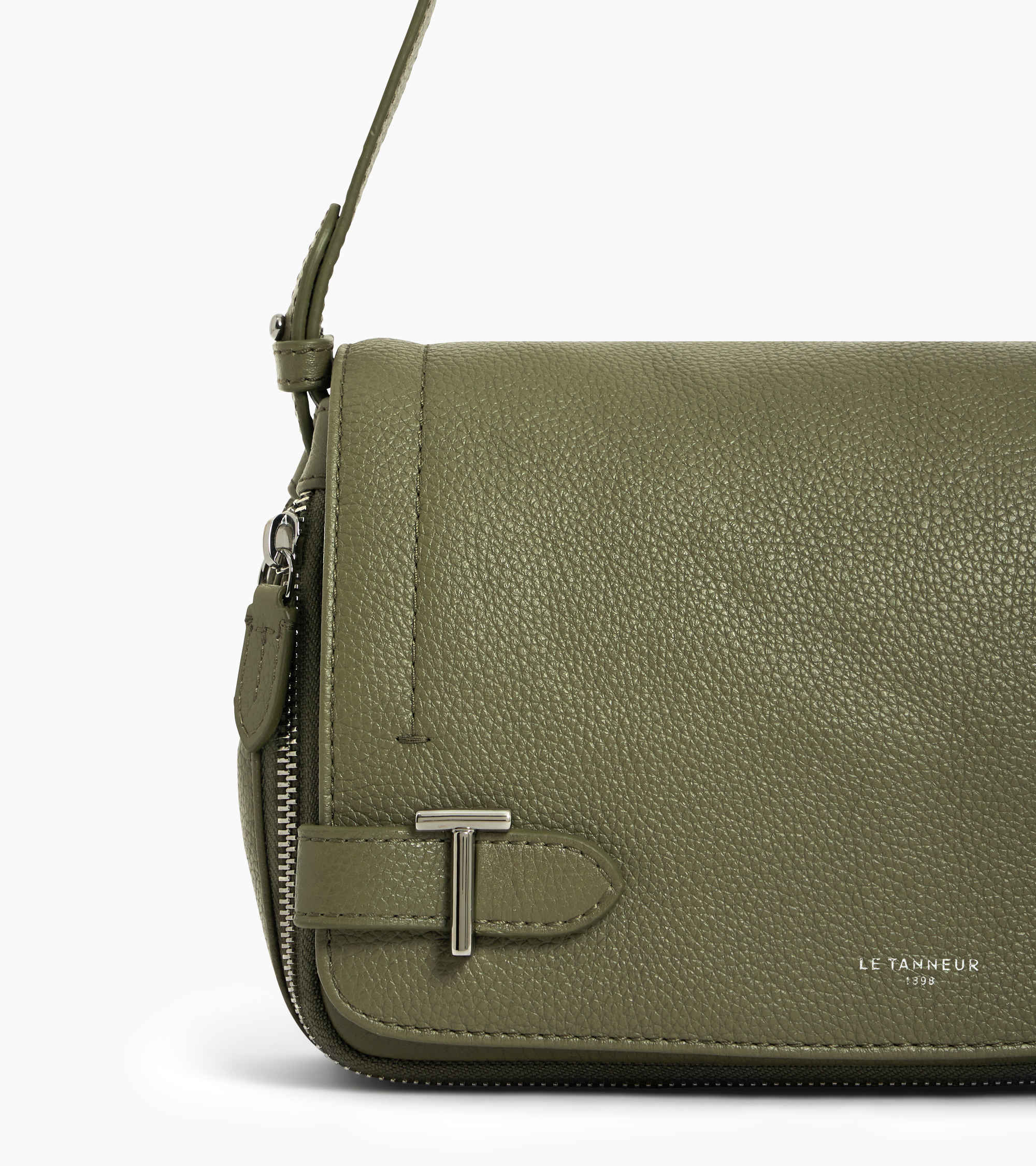 Simone small bag with crossbody strap in grained leather