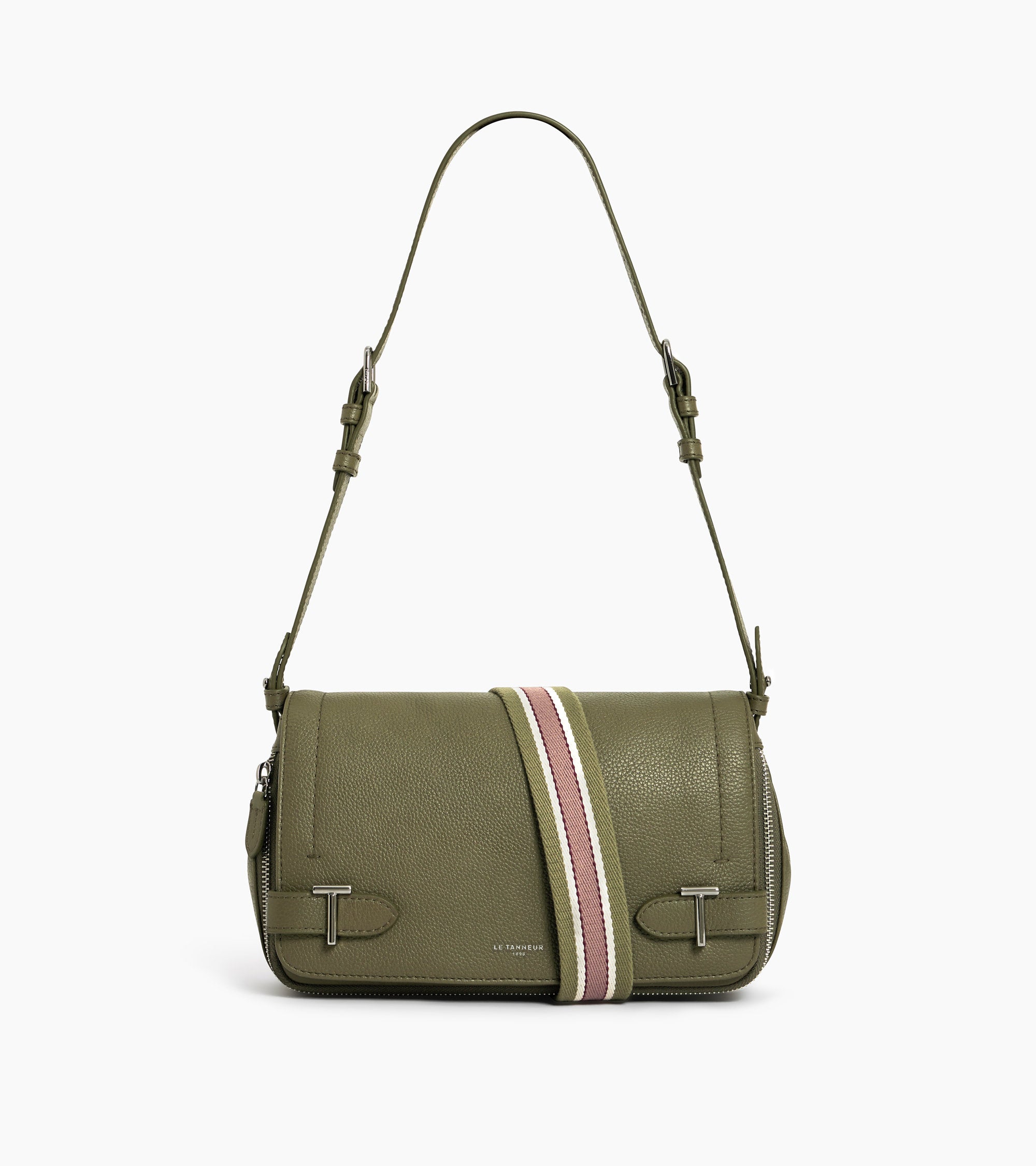 Simone small bag with crossbody strap in grained leather
