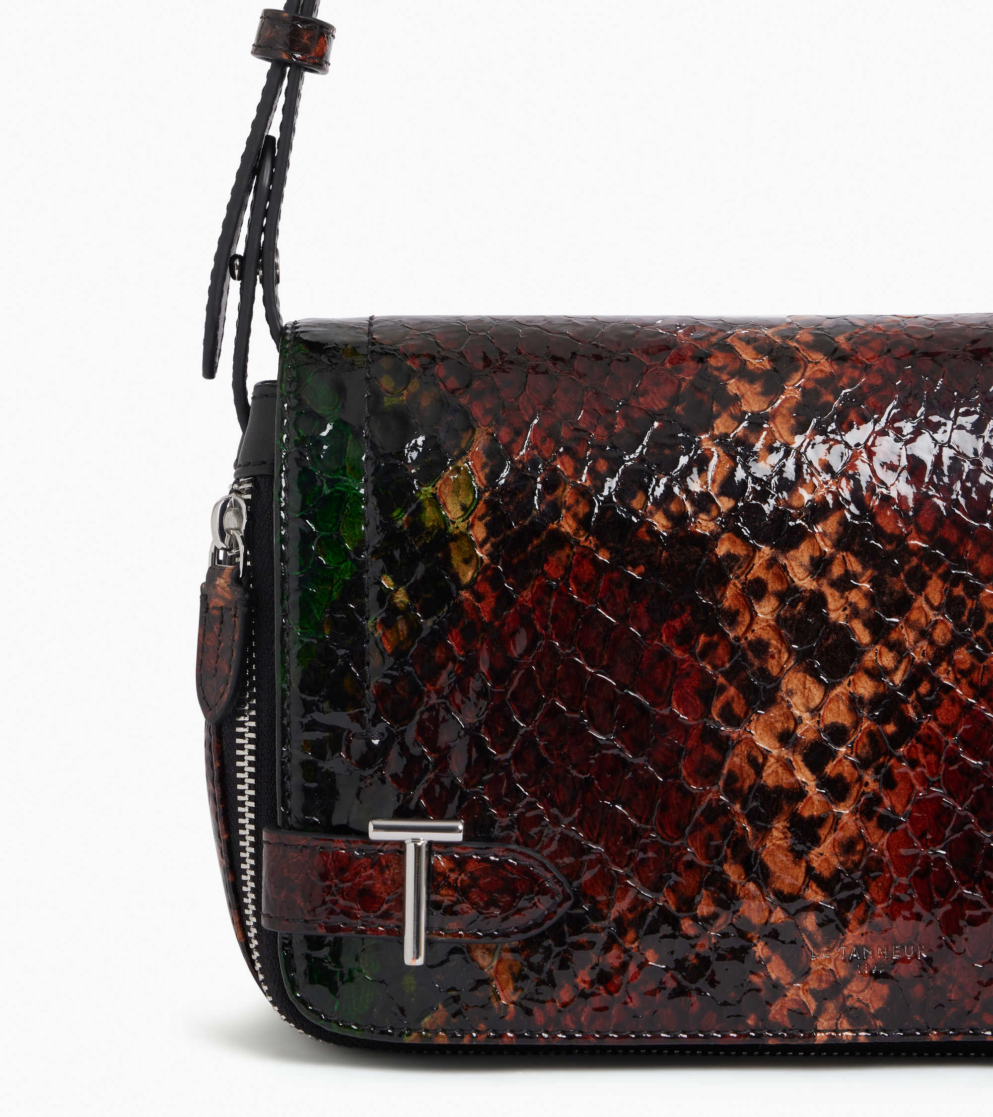 Simone small shoulder bag in python-effect leather