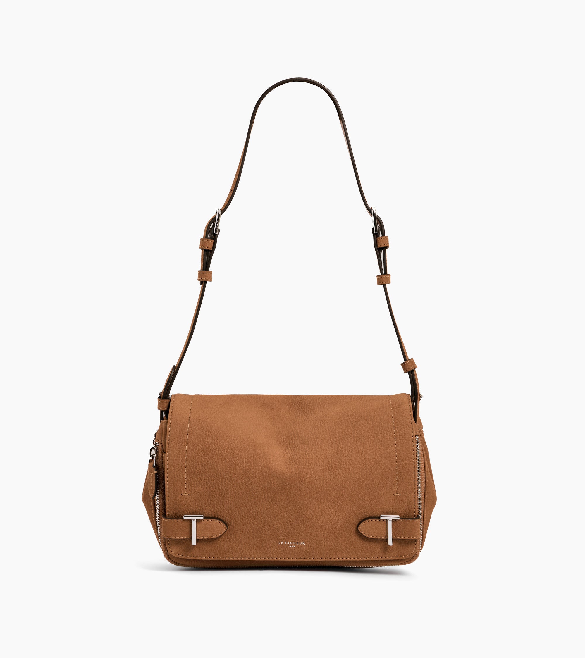 Simone small shoulder bag in grained nubuck leather