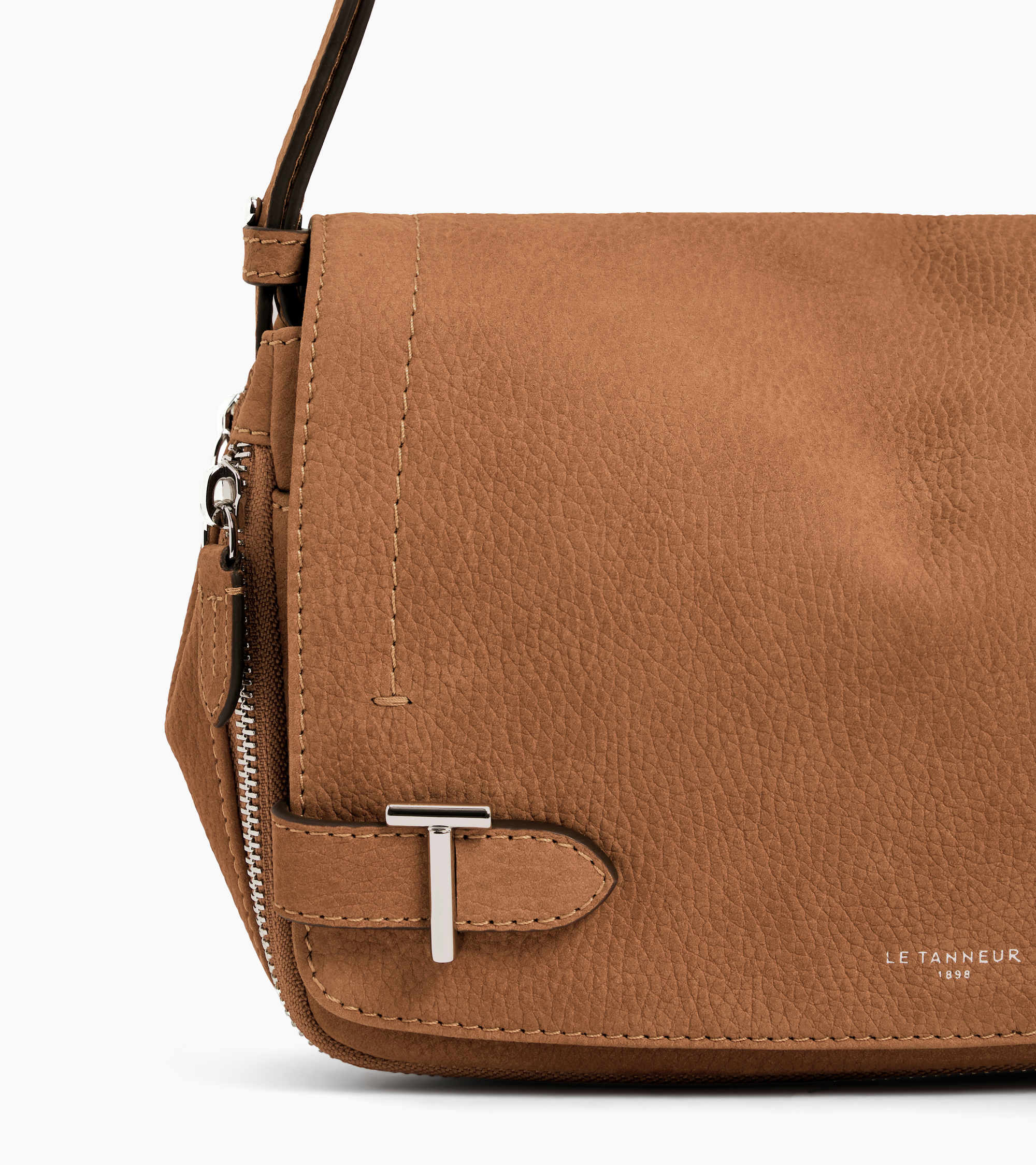 Simone small shoulder bag in grained nubuck leather
