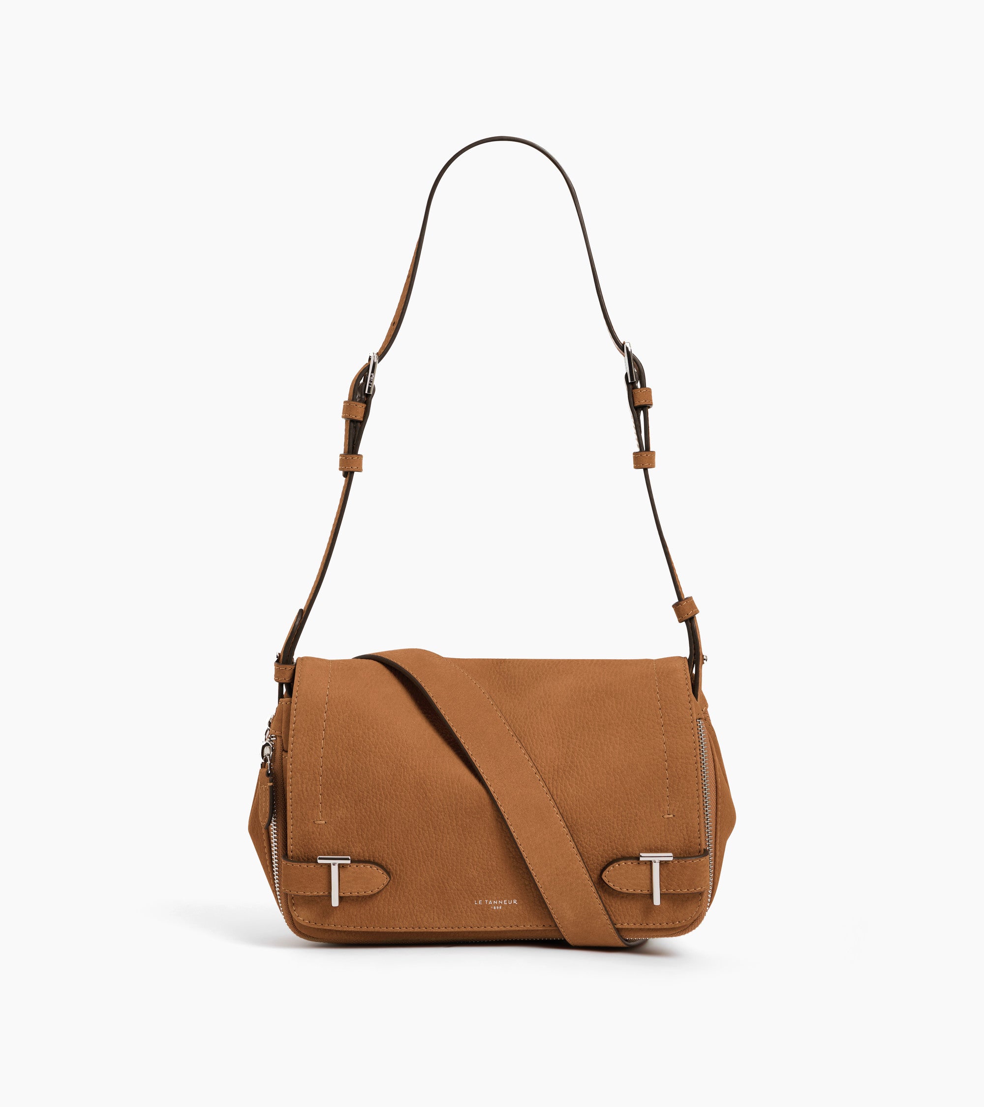 Simone small shoulder bag in grained nubuck leather