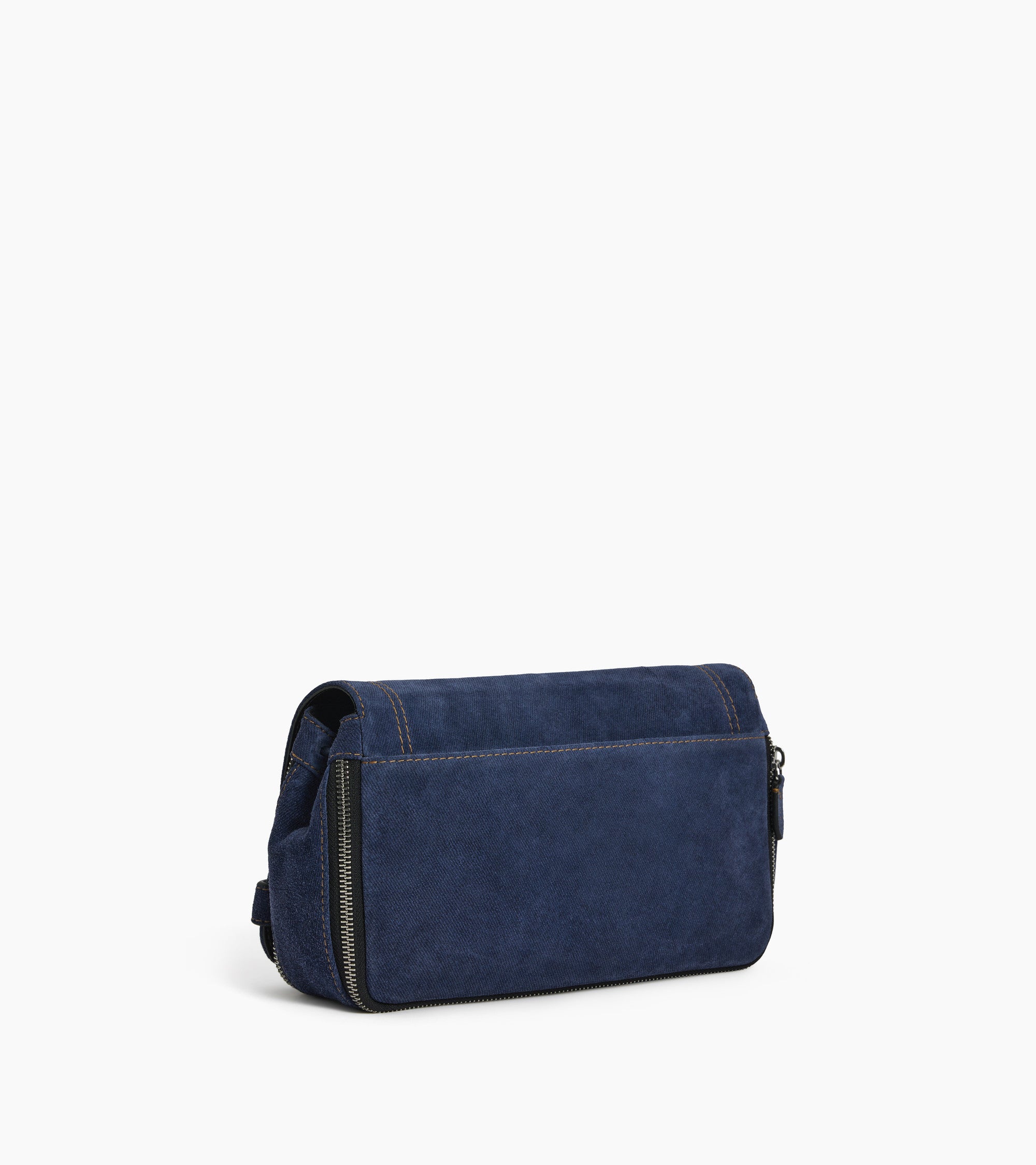 Simone small shoulder bag in denim-effect suede leather