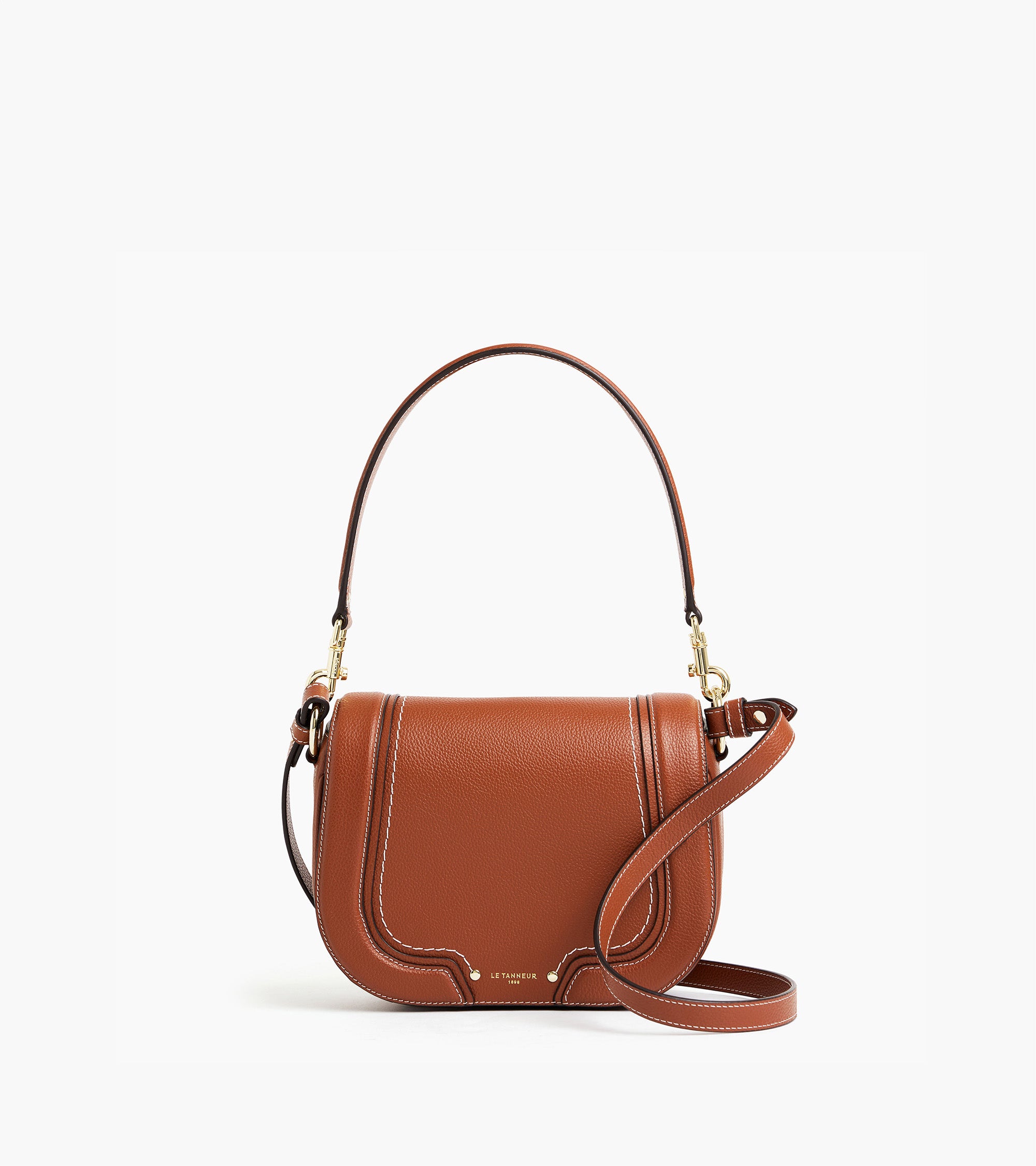 Ella medium crossbody bag in grained leather mahogany