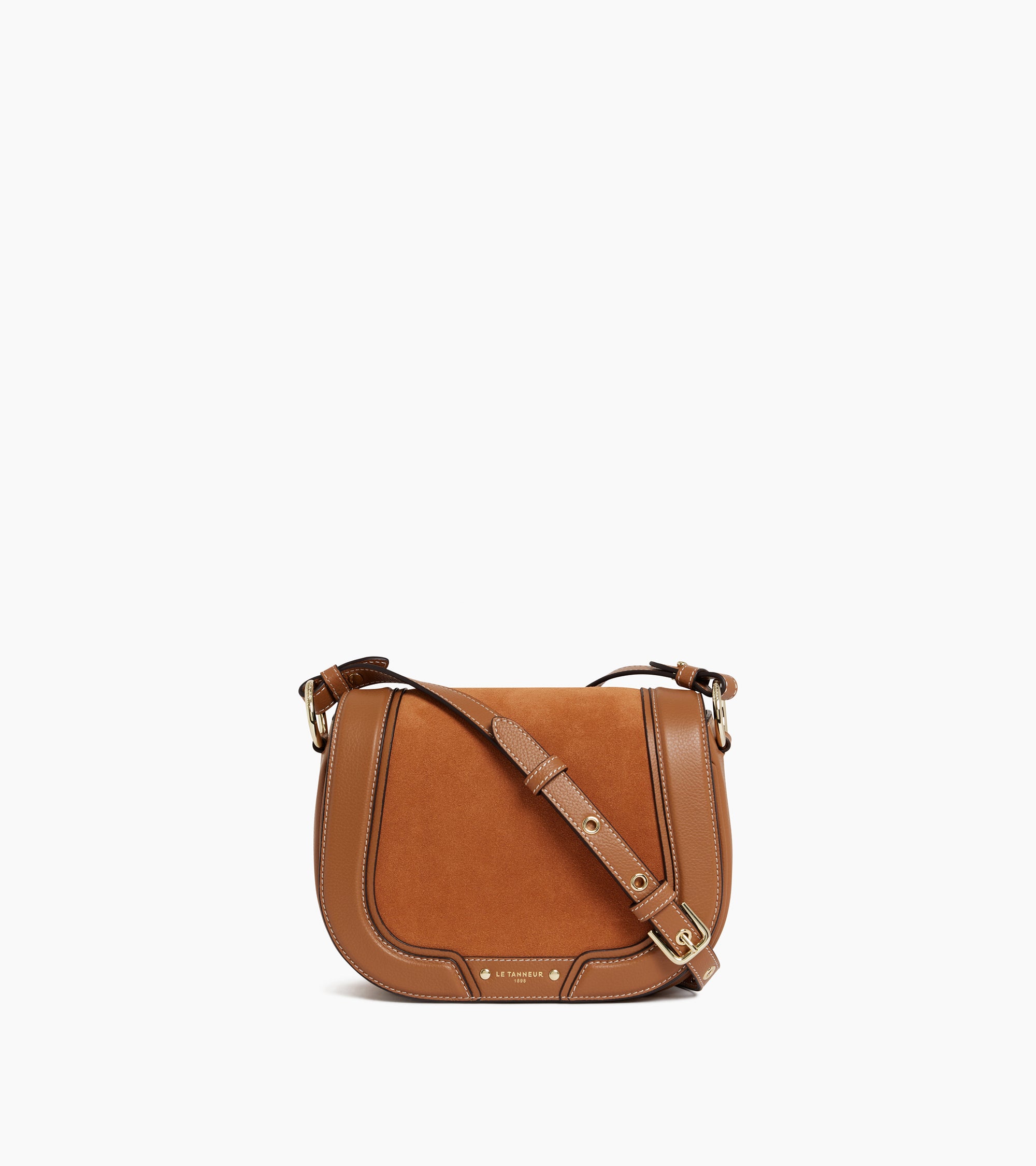 Ella medium crossbody bag in grained leather and nubuck