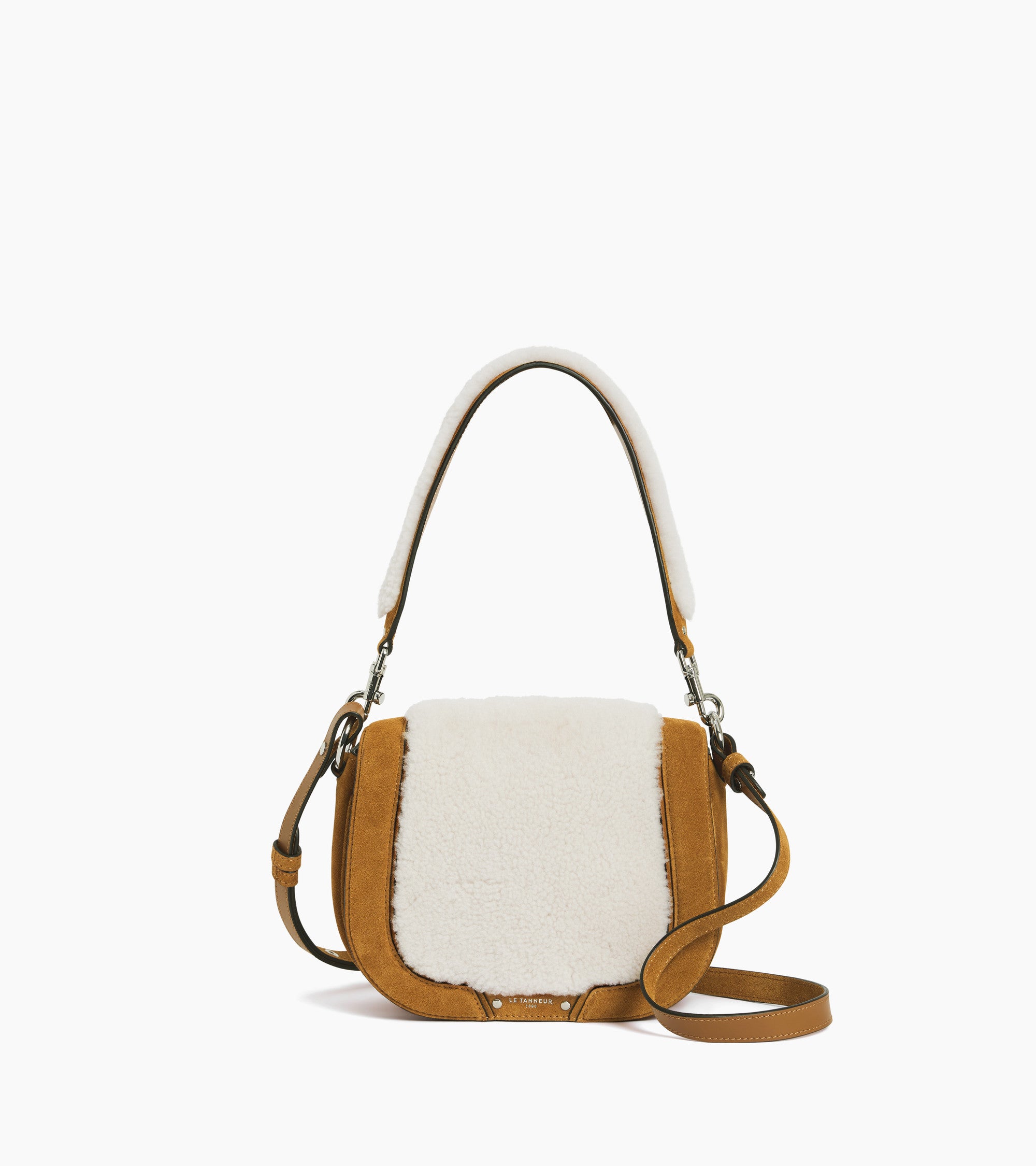 Ella medium shoulder bag in suede and reversed sheepskin