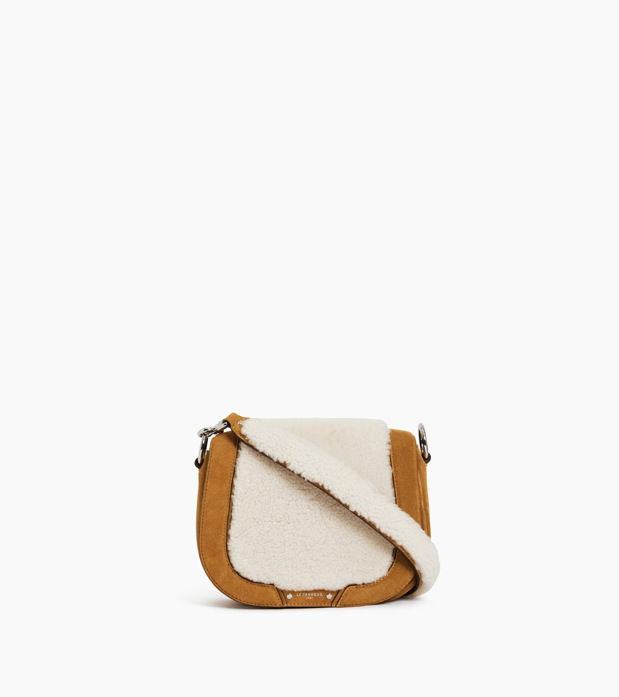 Ella medium shoulder bag in suede and reversed sheepskin