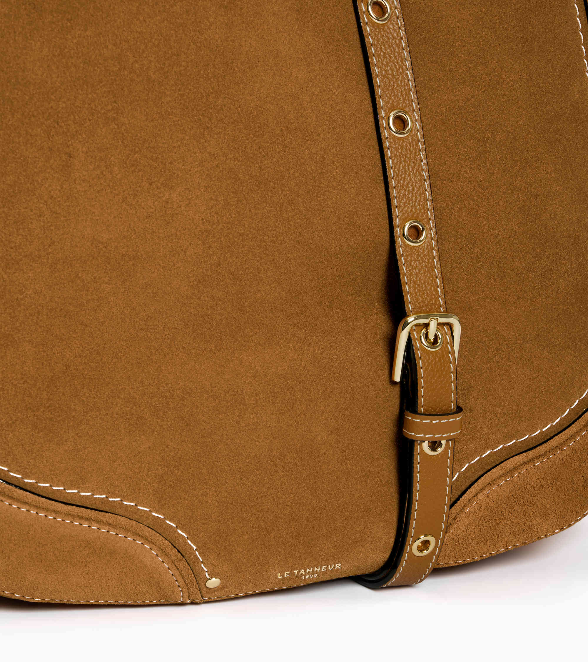 Ella medium hobo bag in grained leather and nubuck