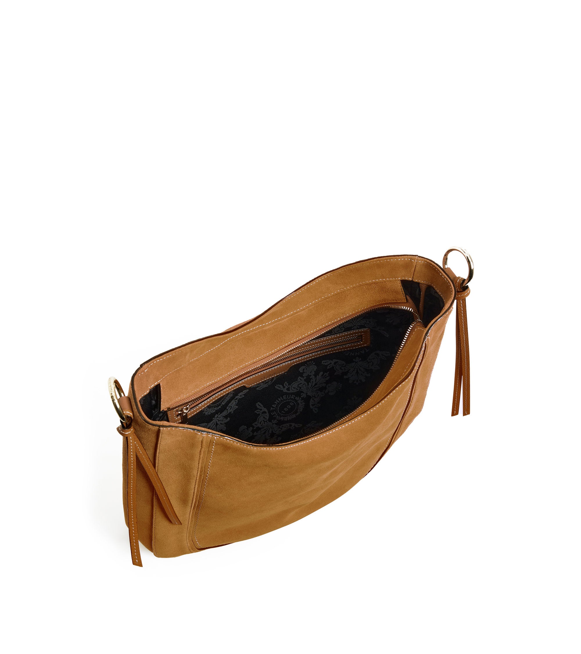 Ella medium hobo bag in grained leather and nubuck