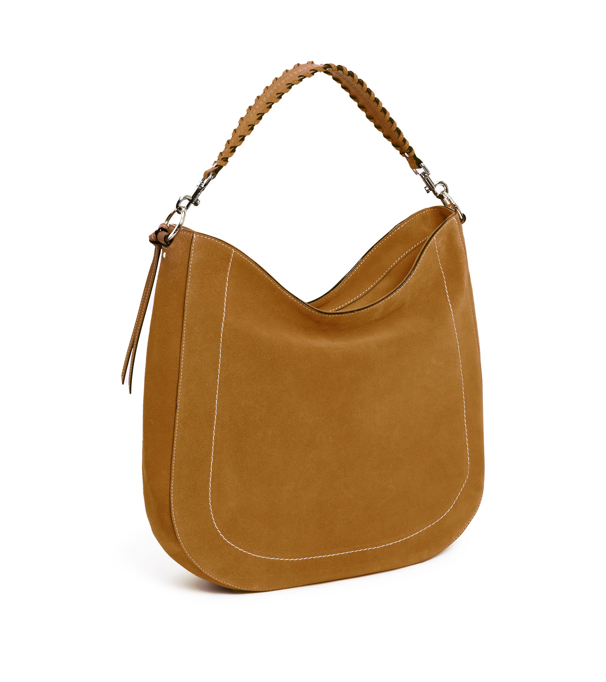 Ella medium hobo bag in grained leather and nubuck