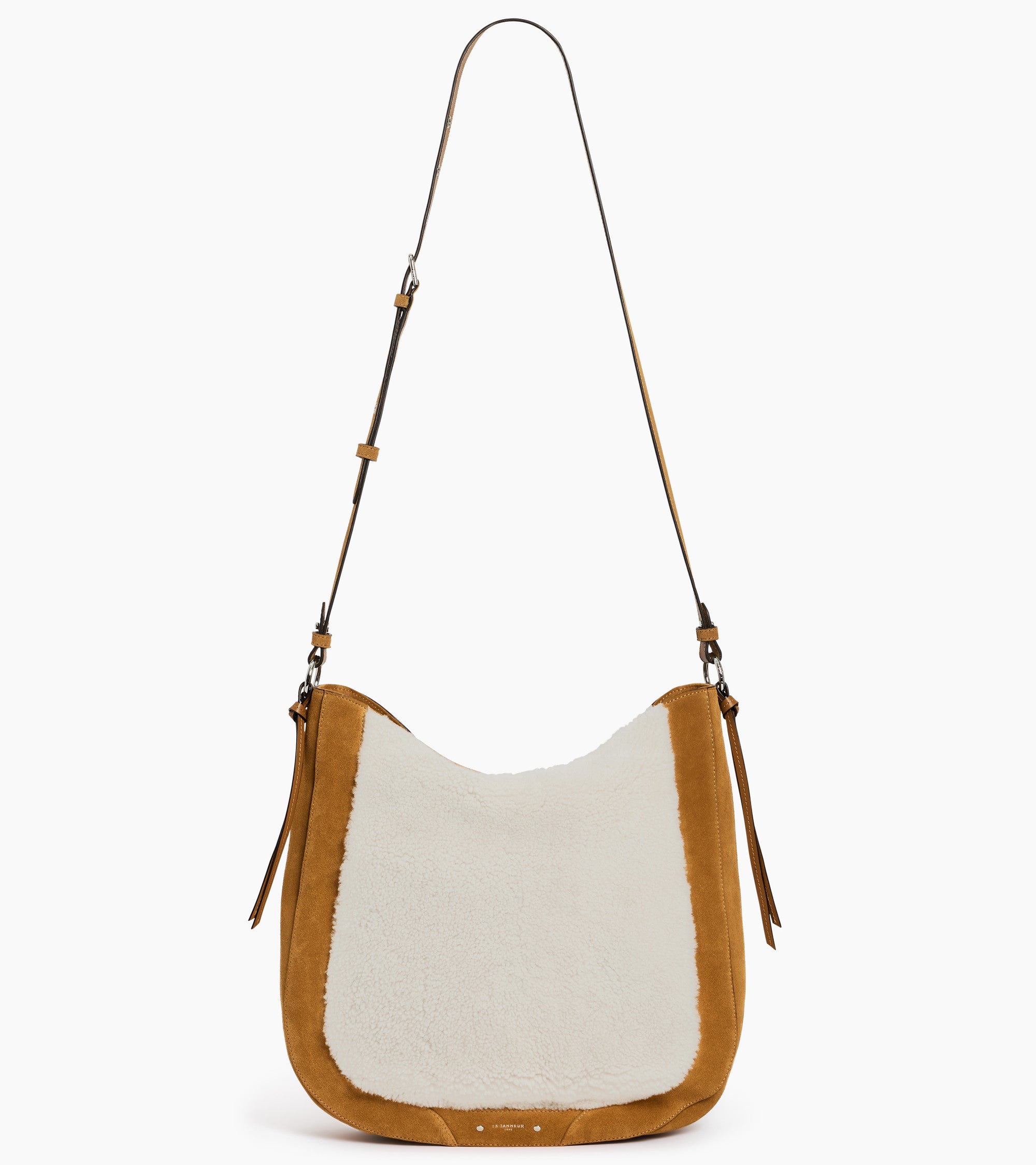 Ella medium hobo bag in suede and reversed sheepskin