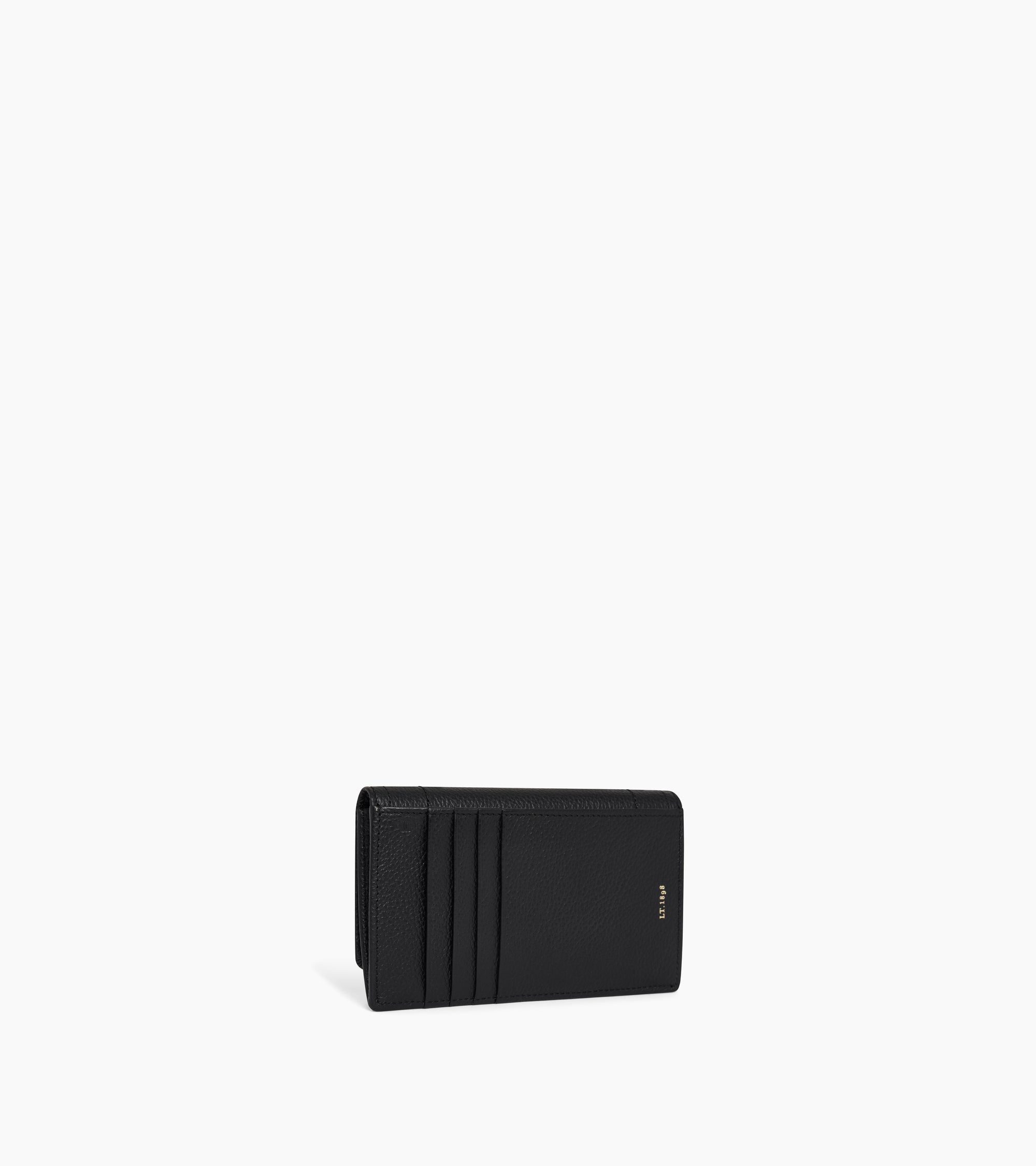Ella card holder in grained leather with flap