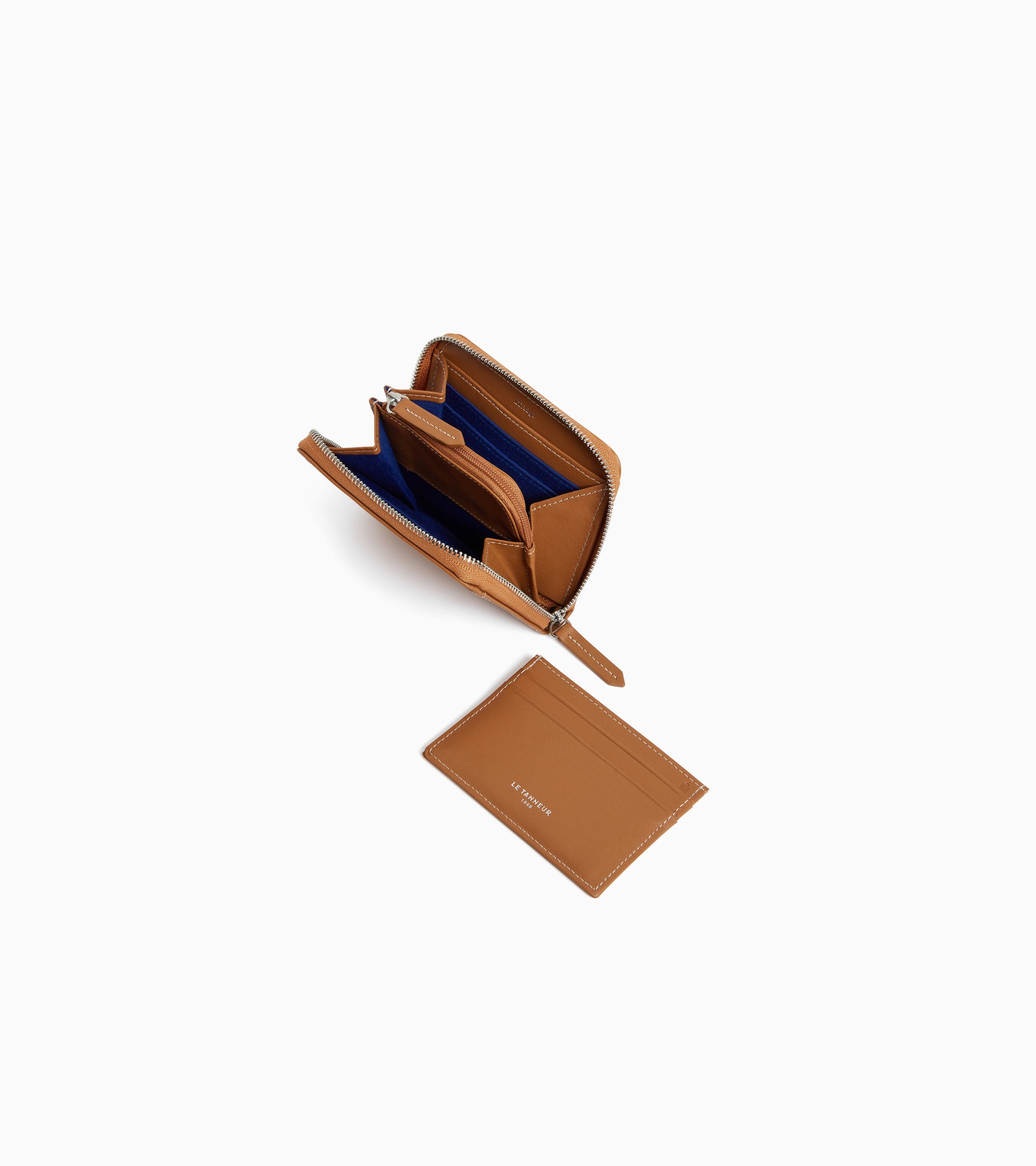 Charlotte zipped wallet with removable card holder in smooth leather