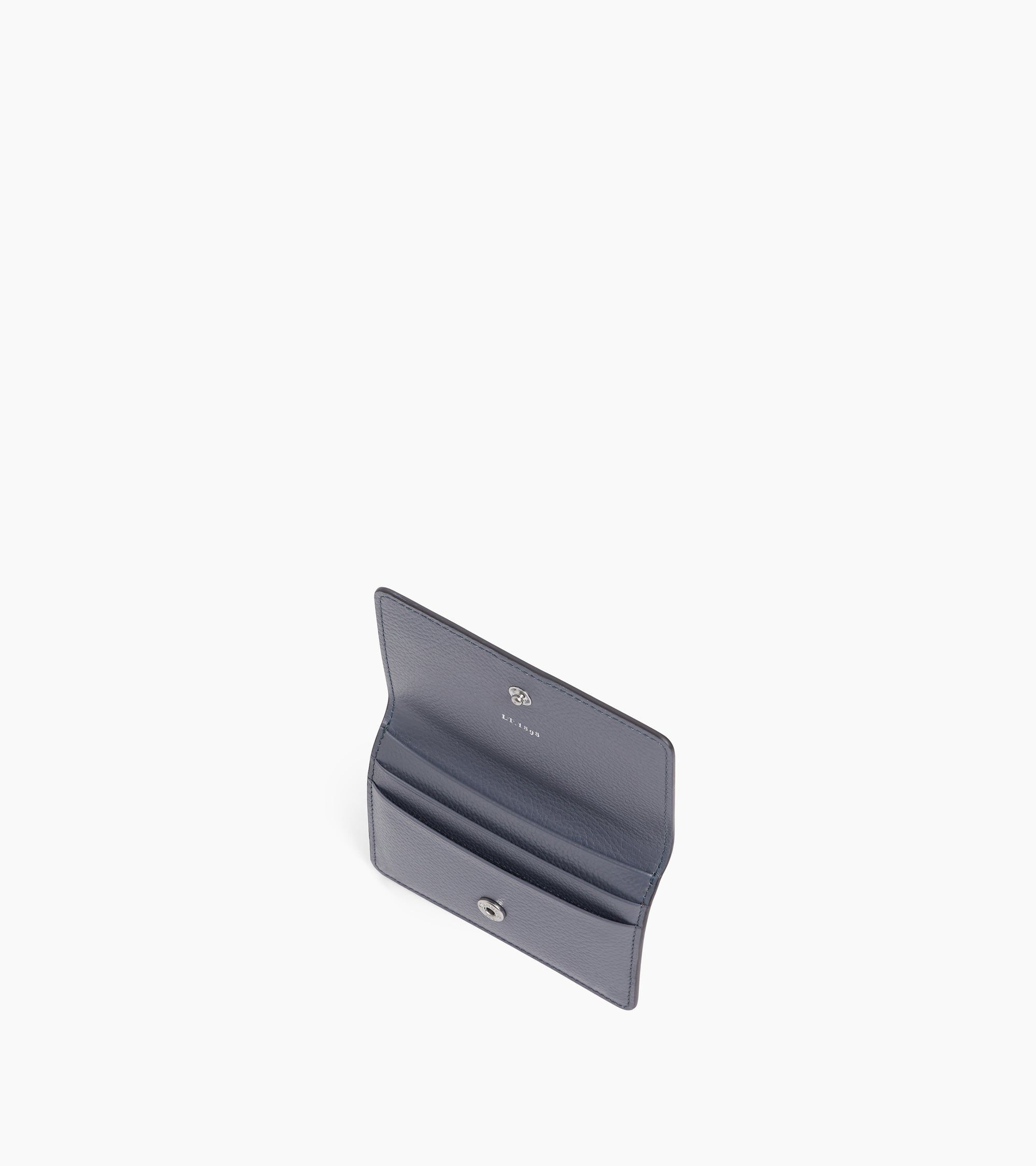 Louison small card holder with flap in grained leather