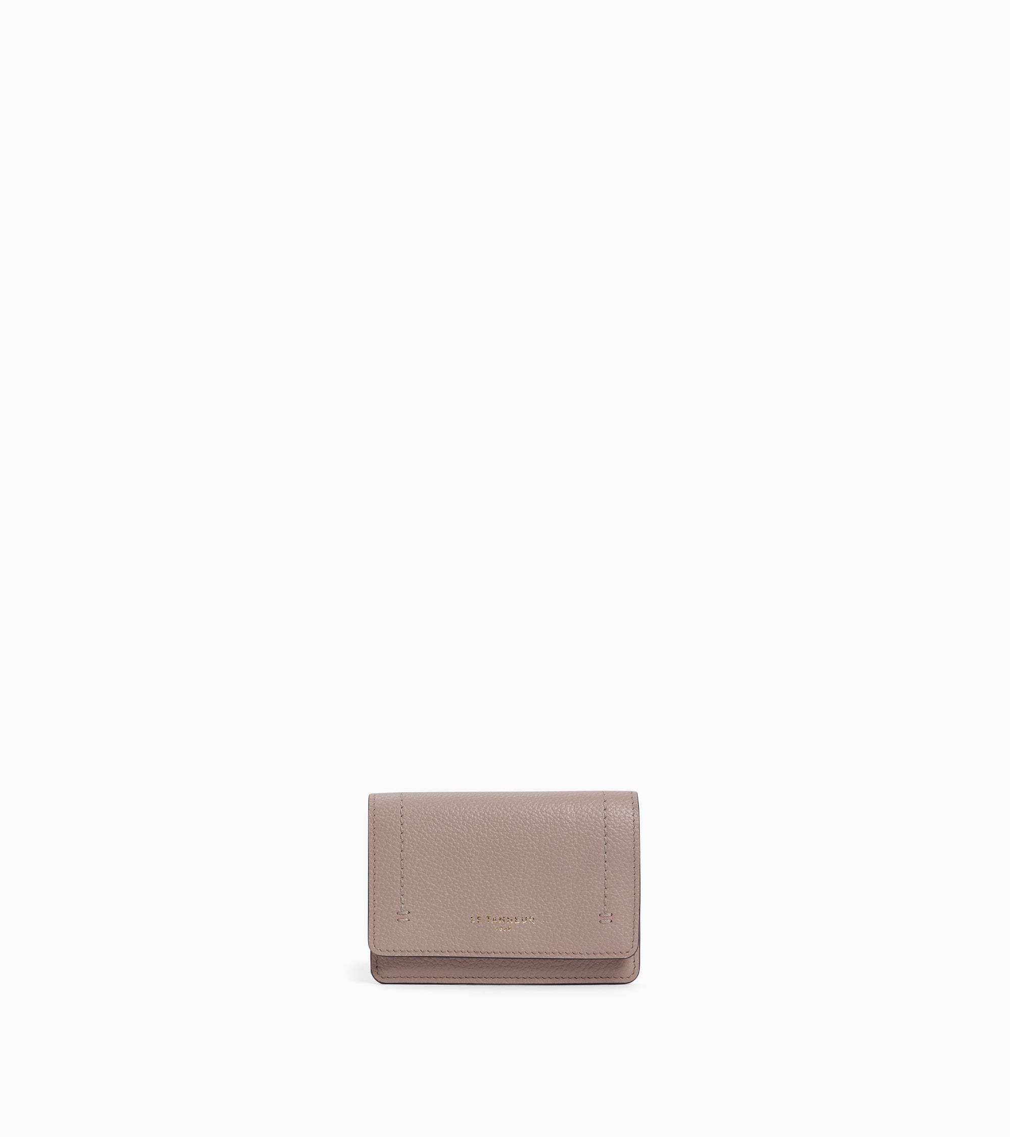 Louison small card holder with flap in grained leather