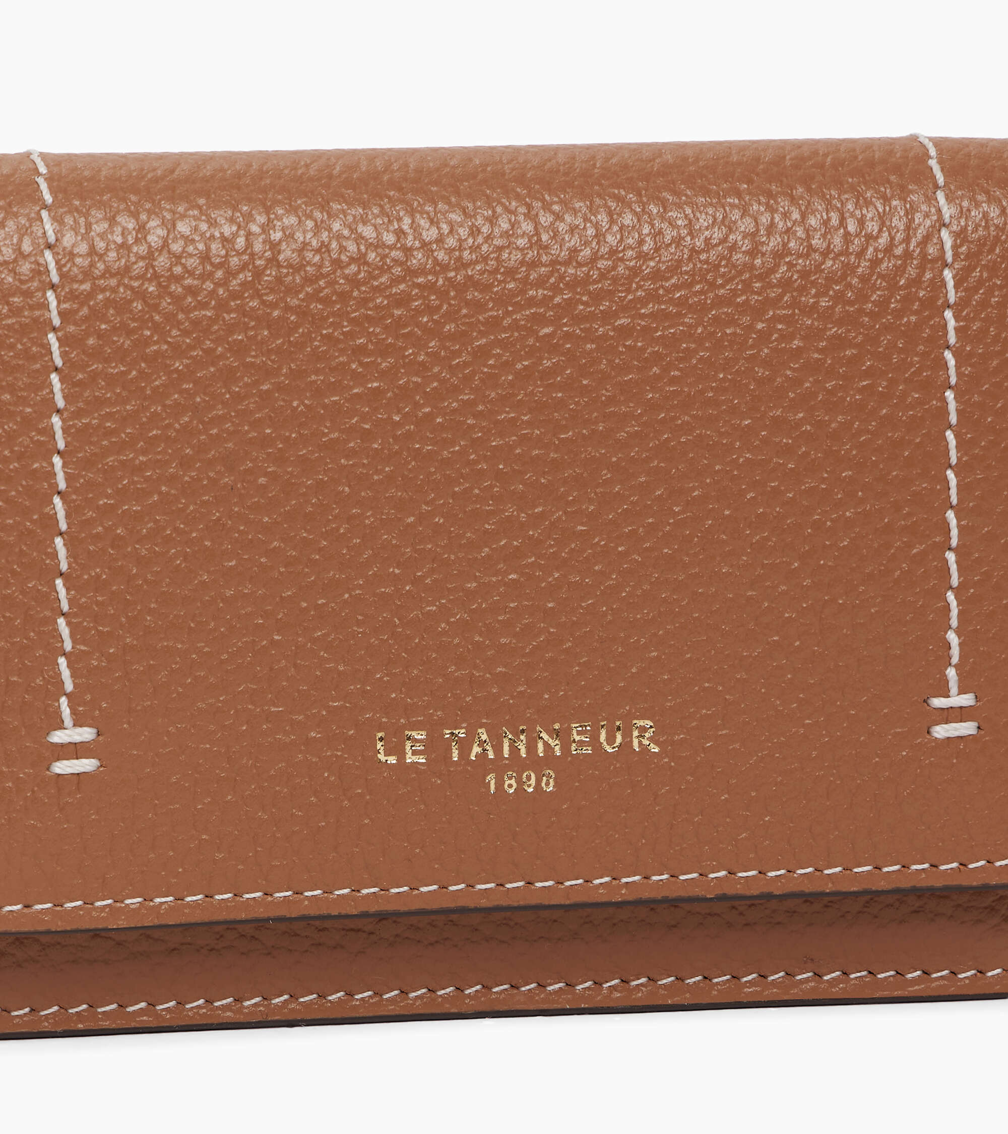 Louison small card holder with flap in grained leather