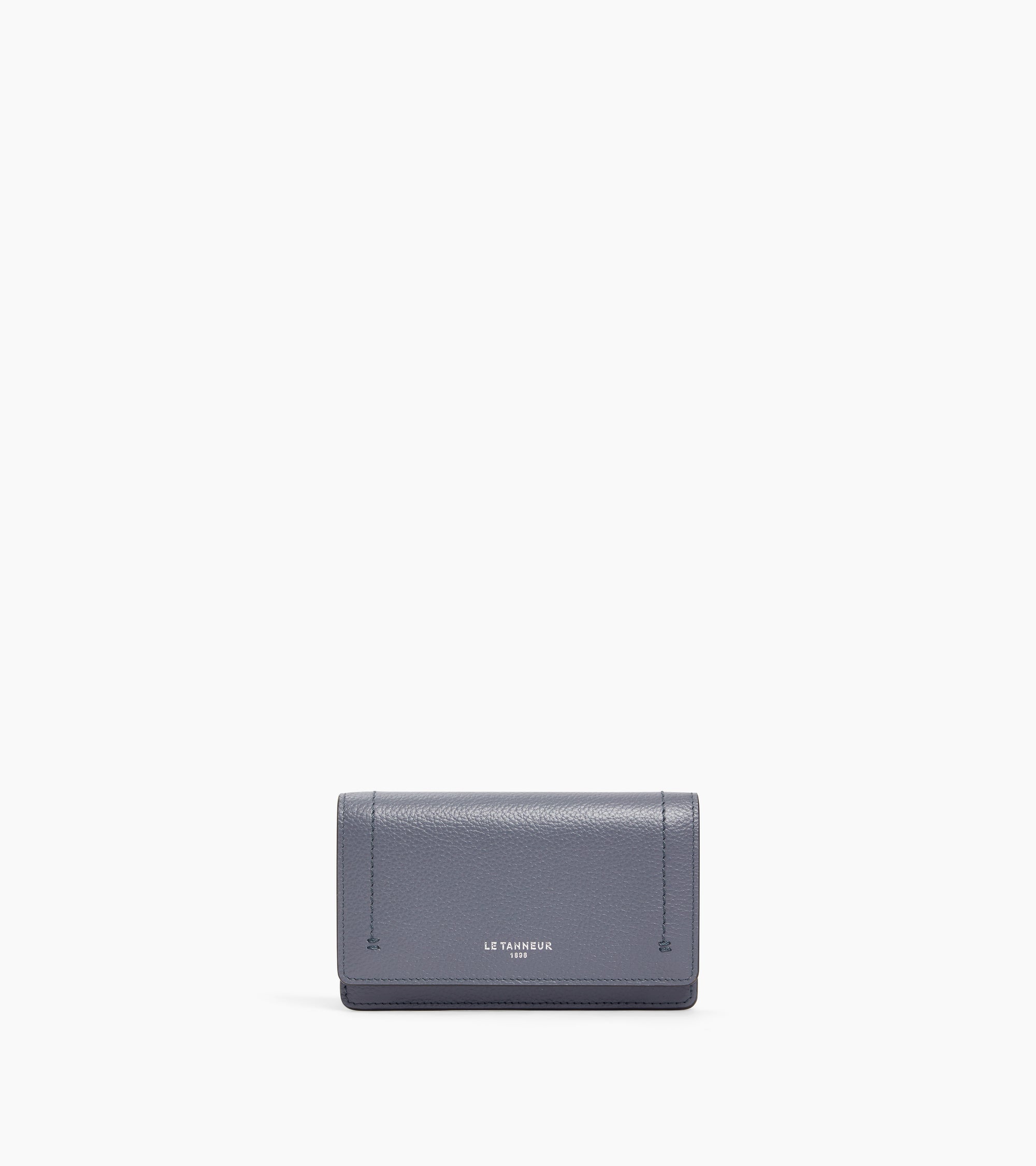 Louison medium card holder with flap in grained leather