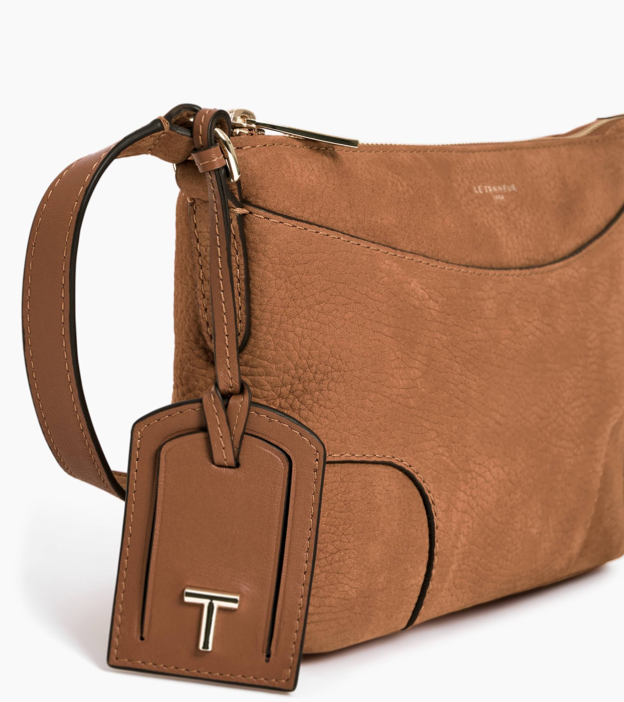 Romy small shoulder bag in grained nubuck leather