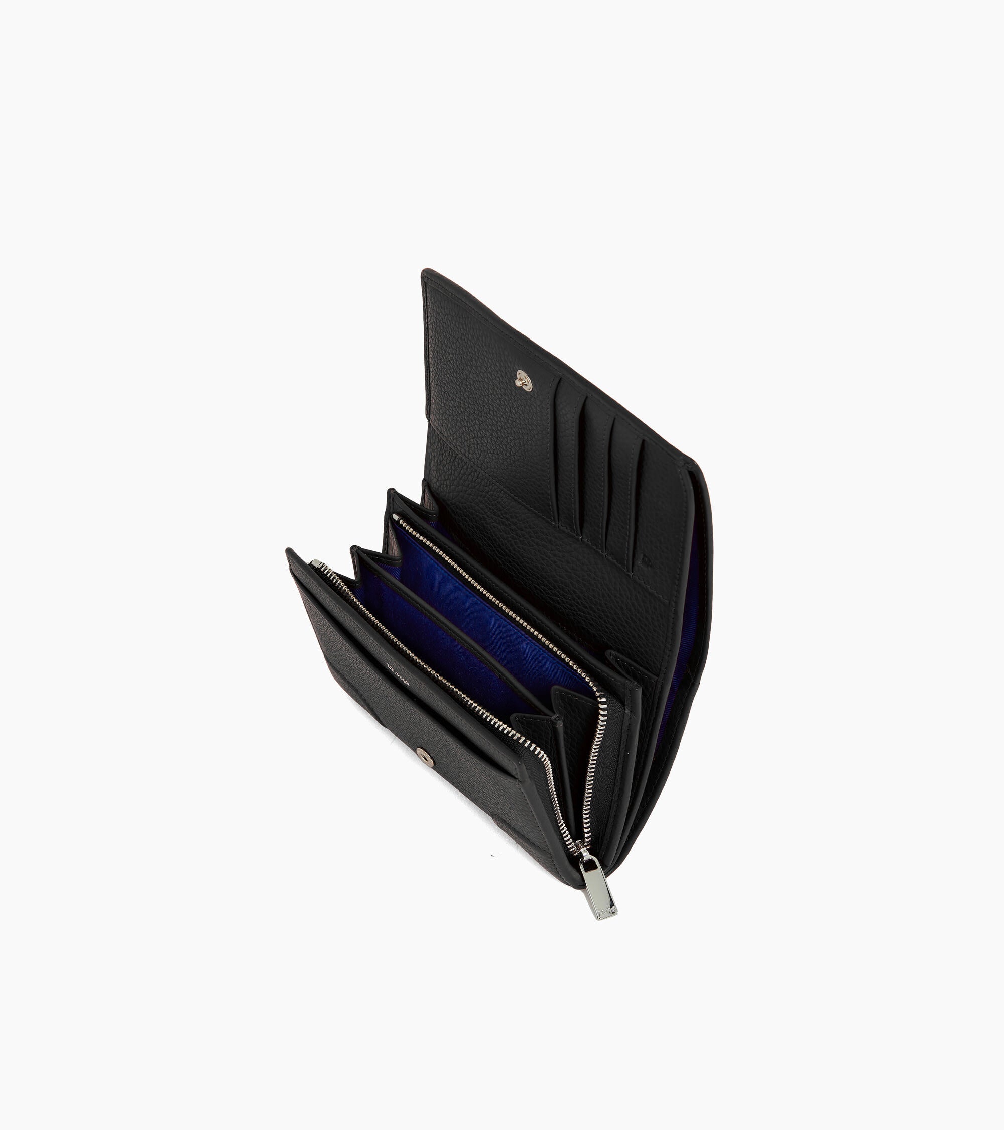 Romy coin case with flap closure in grained leather