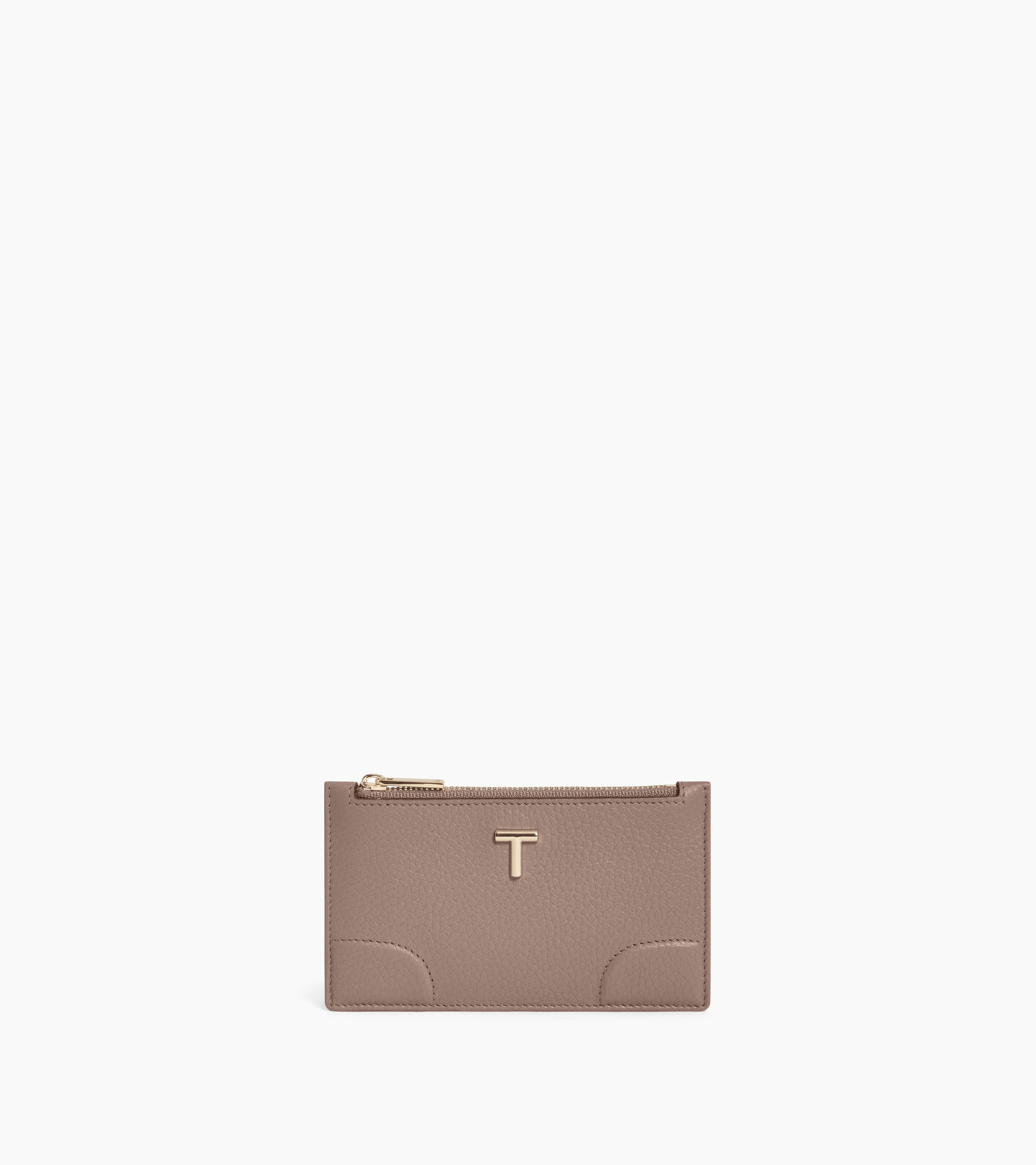 Romy zipped card holder in grained leather