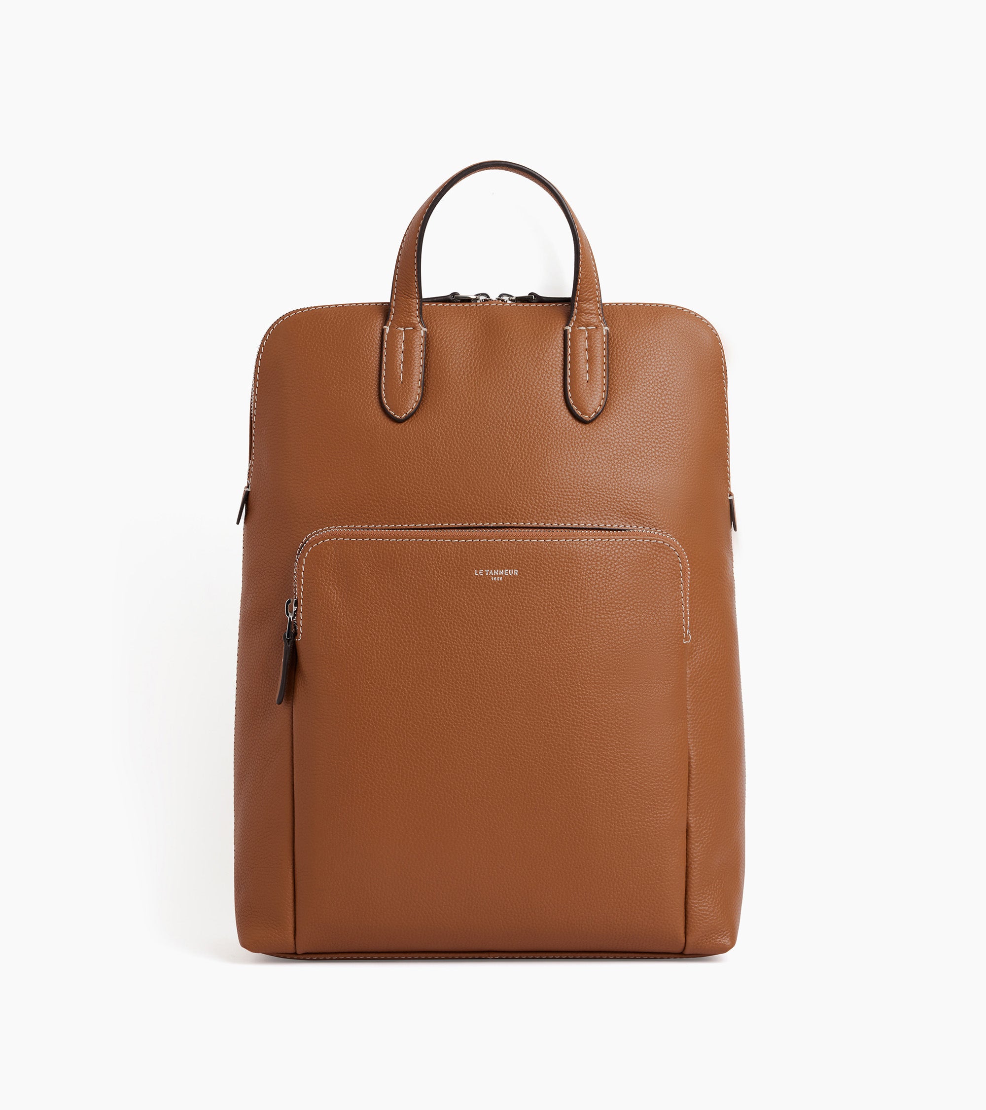 brown leather business backpack Sophie zipped business backpack in grained leather