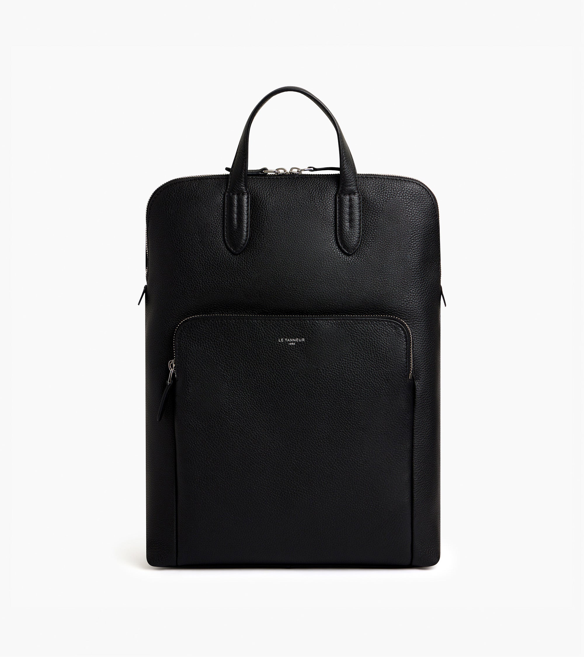 Sophie zipped business backpack in grained leather Black